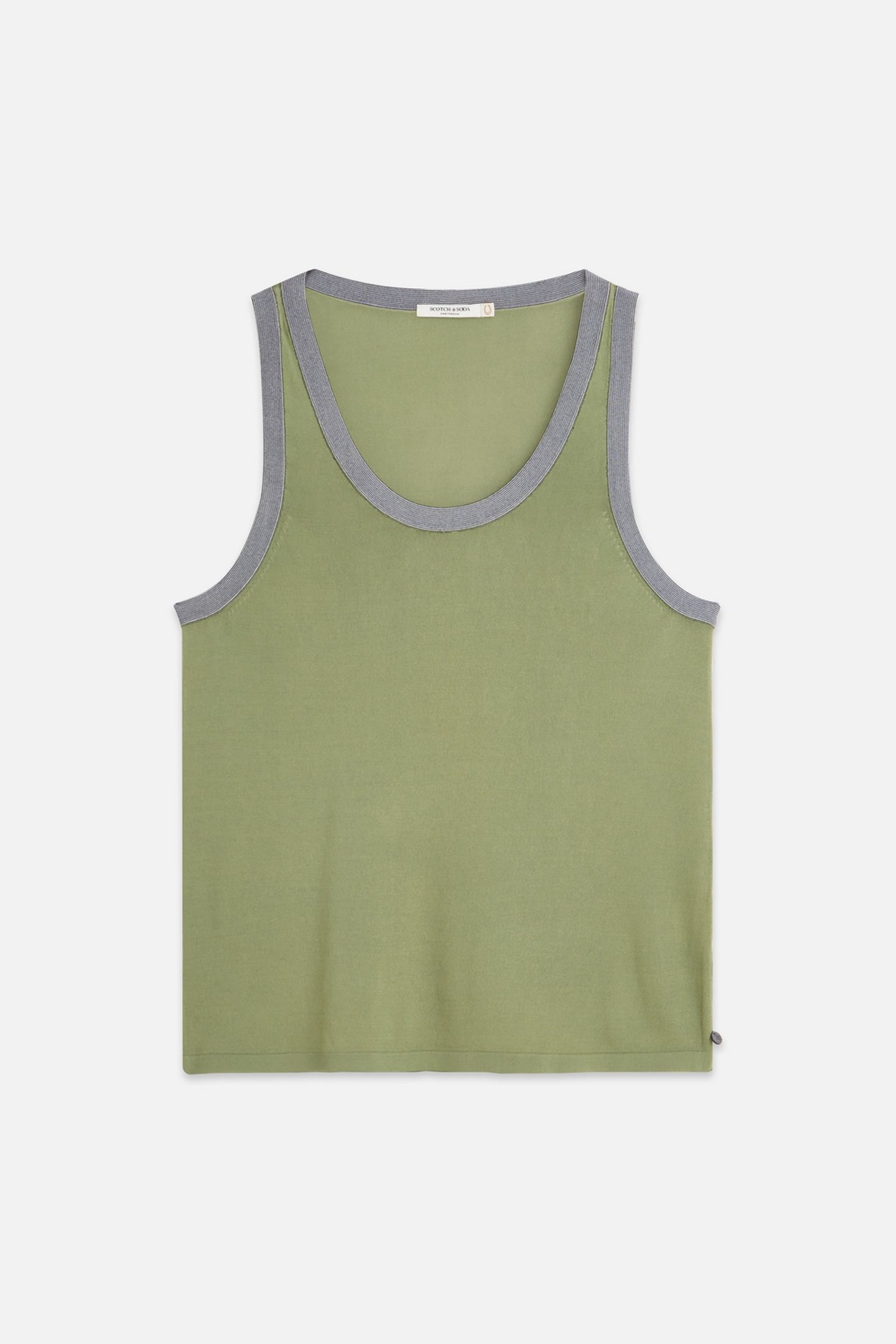 STRIPE TRIM RELAXED KNITTED VEST OIL GREEN 4