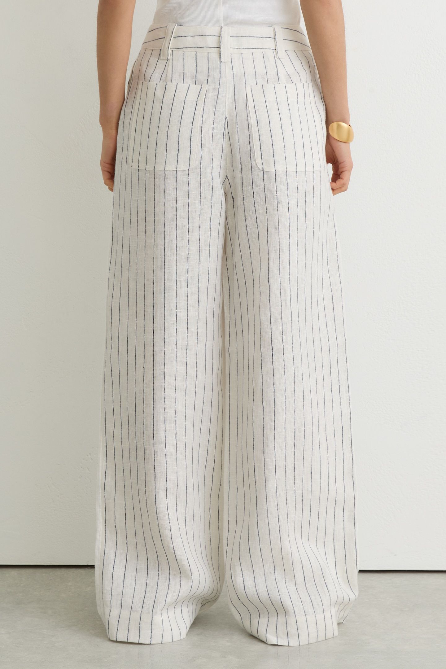 WIDE LEG STRIPE LINEN TROUSER WHITE/NAVY 4