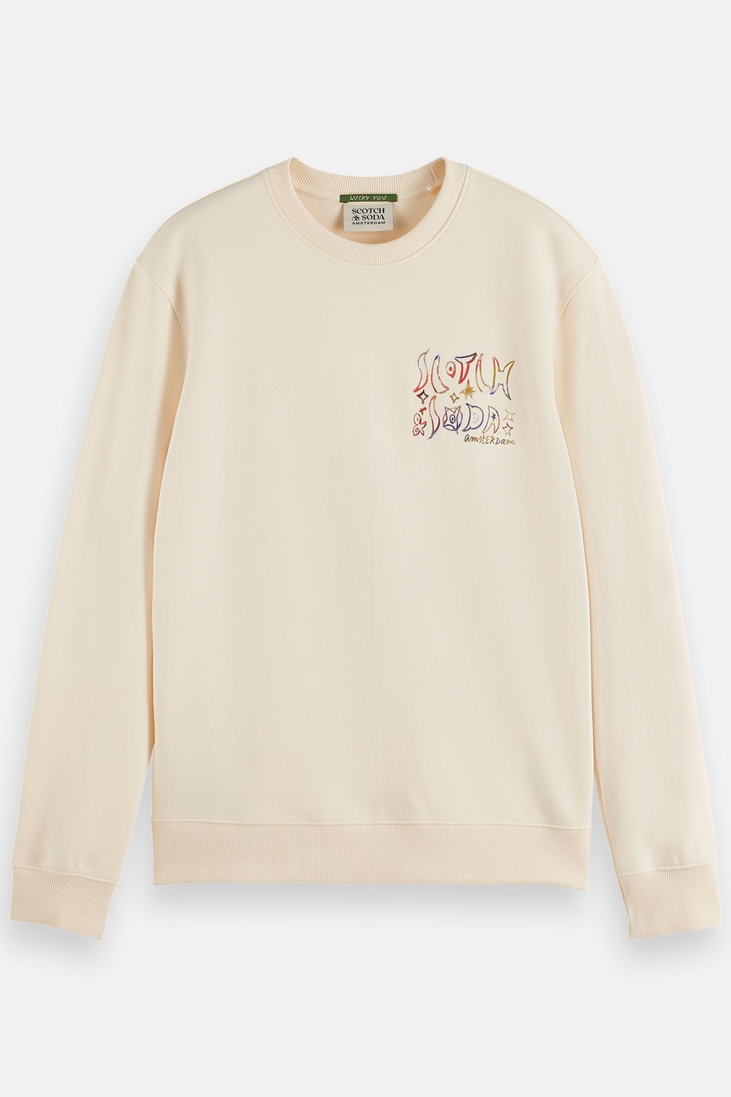 FRONT AND BACK ARTWORK REGULAR-FIT SWEATSHIRT LIGHT BEIGE 1