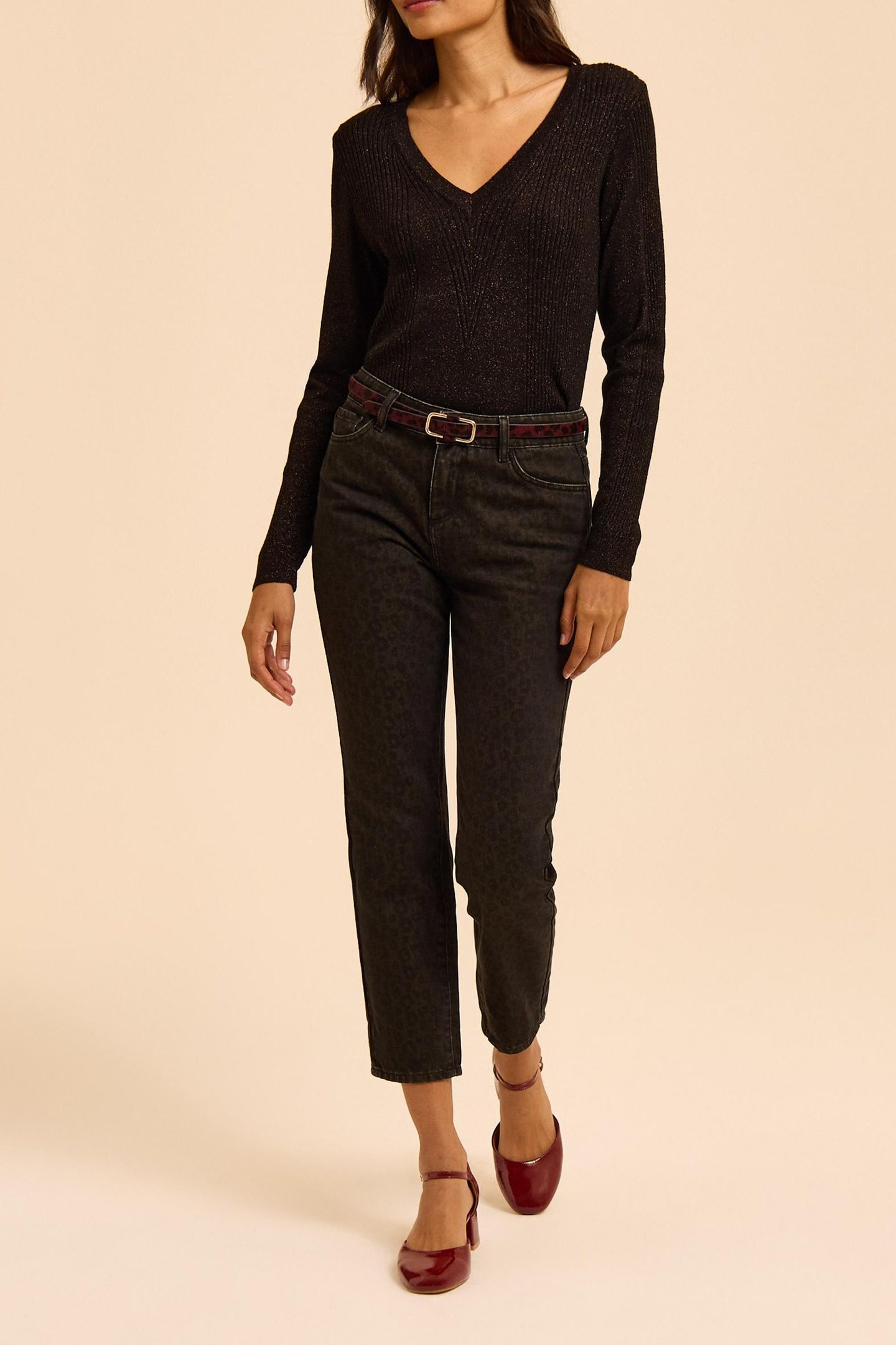 BLACK LUREX KNIT SWEATER WITH RIBBING 3