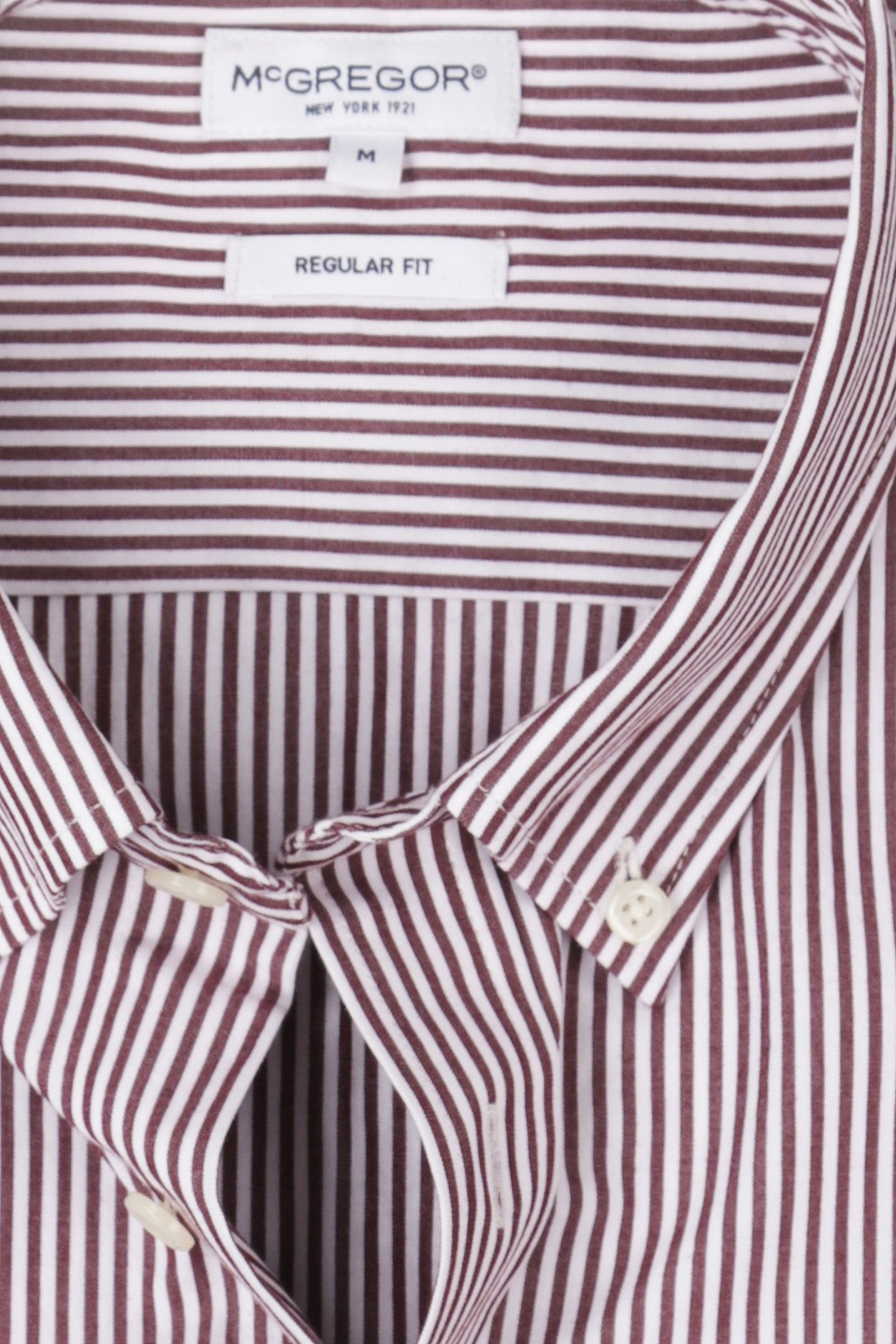 POPLIN STRIPE PEACHED SHIRT BURGUNDY 7