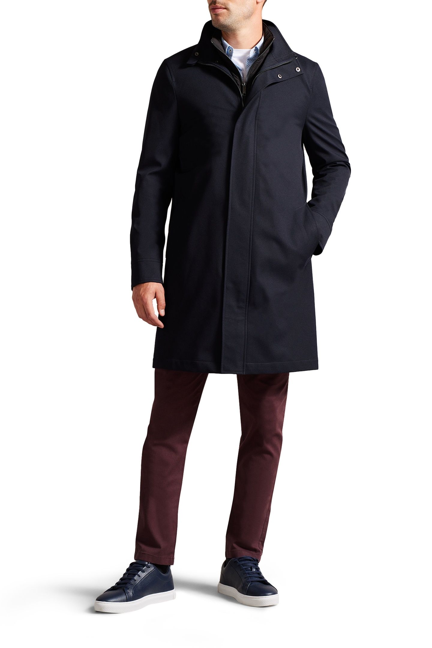 EROLSON NYLON FUNNEL NECK COAT NAVY 2