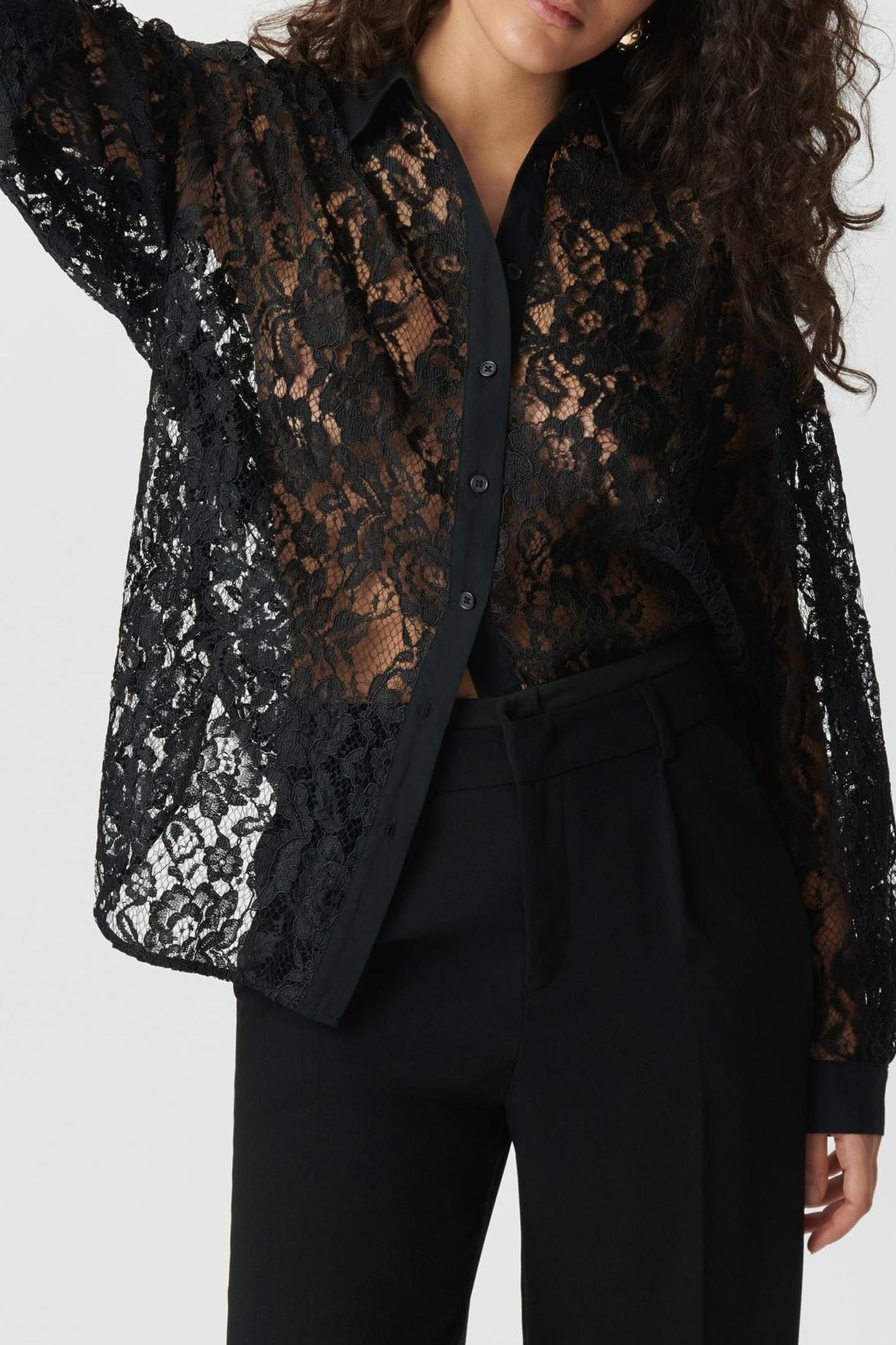 BLACK LACE OVERSIZED LONG-SLEEVE SHIRT 5