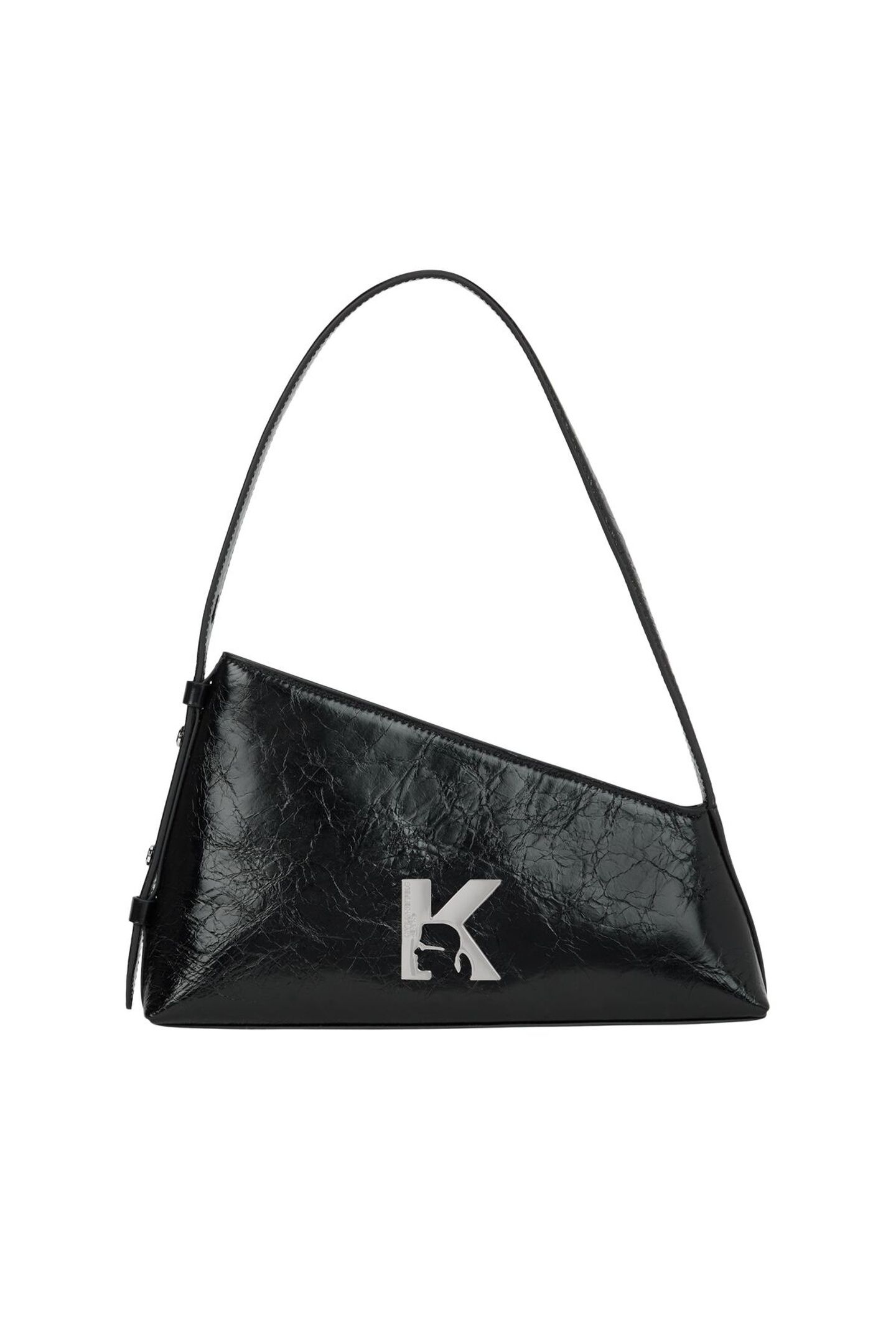 KLJ GEO LTHR SHOULDERBAG SHINY BLACK 2