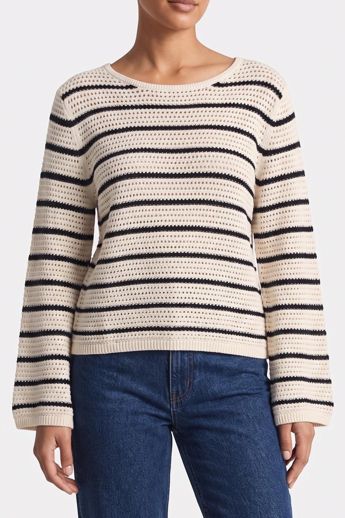 POINTELLE CROCHET IVORY PETAL/DARK NIGHT NAVY 1