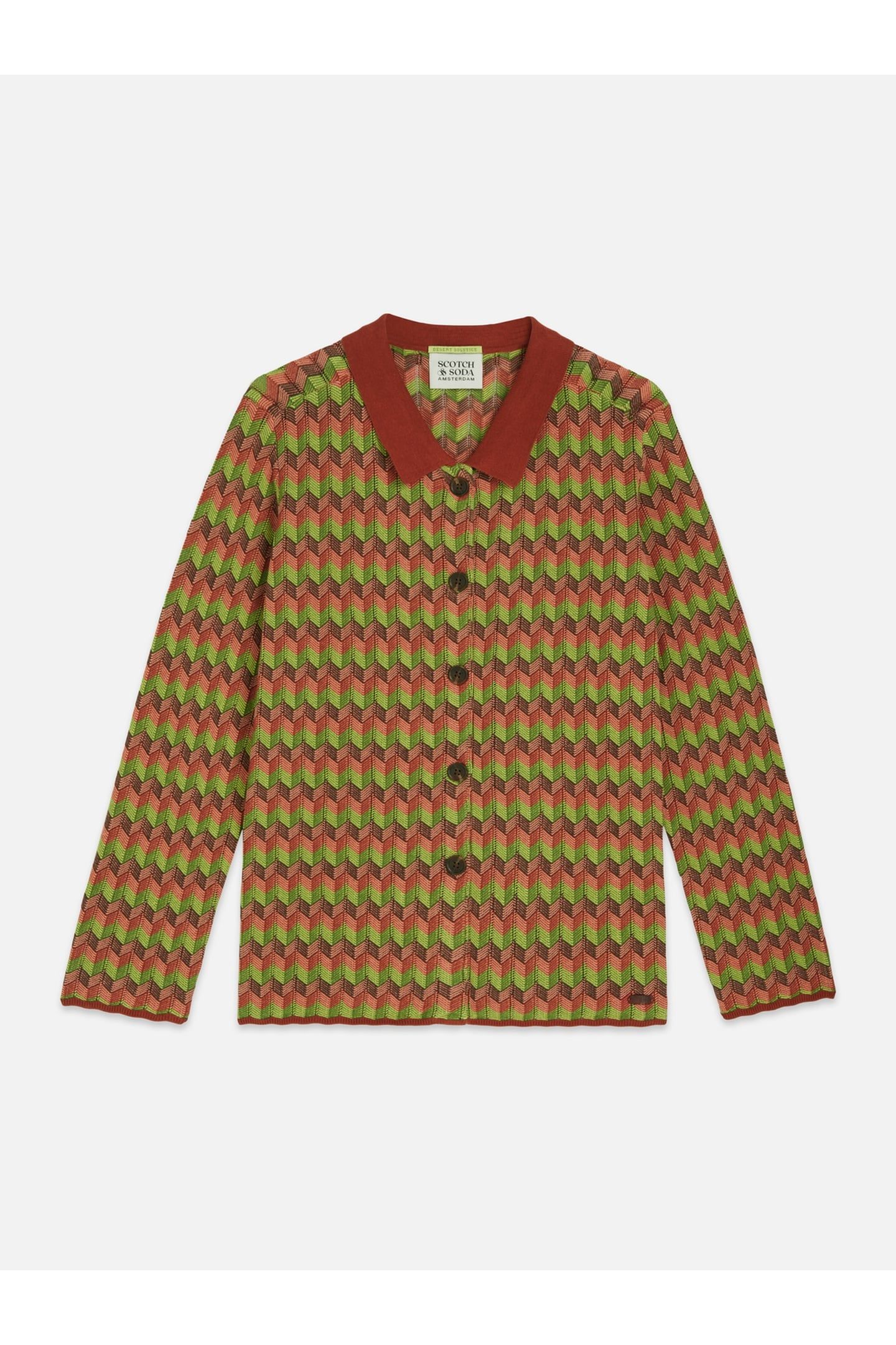 JACQUARD KNITTED JACKET BURNT HENNA 4