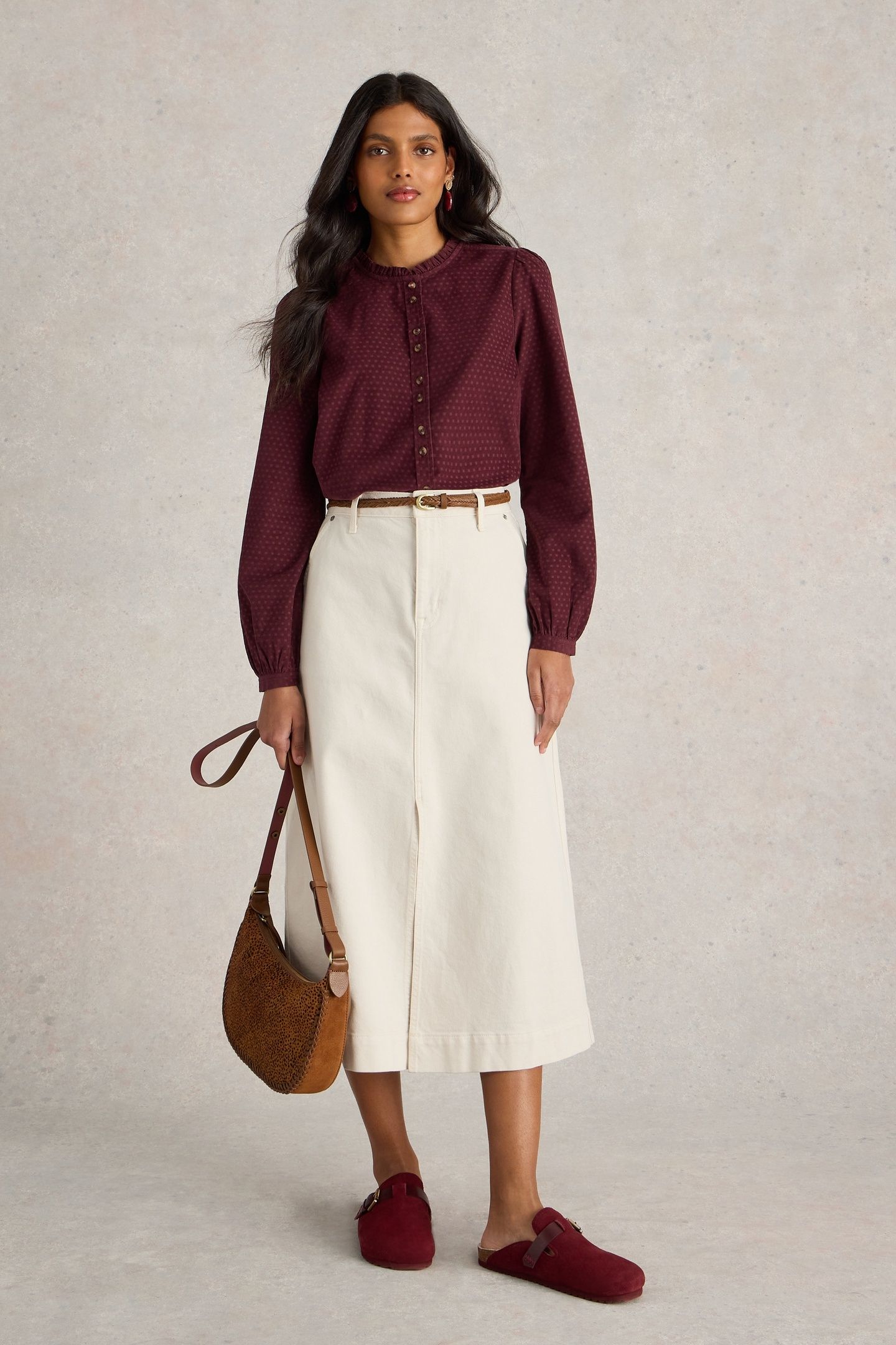 DARIA CORD SPOT SHIRT MID PLUM 1