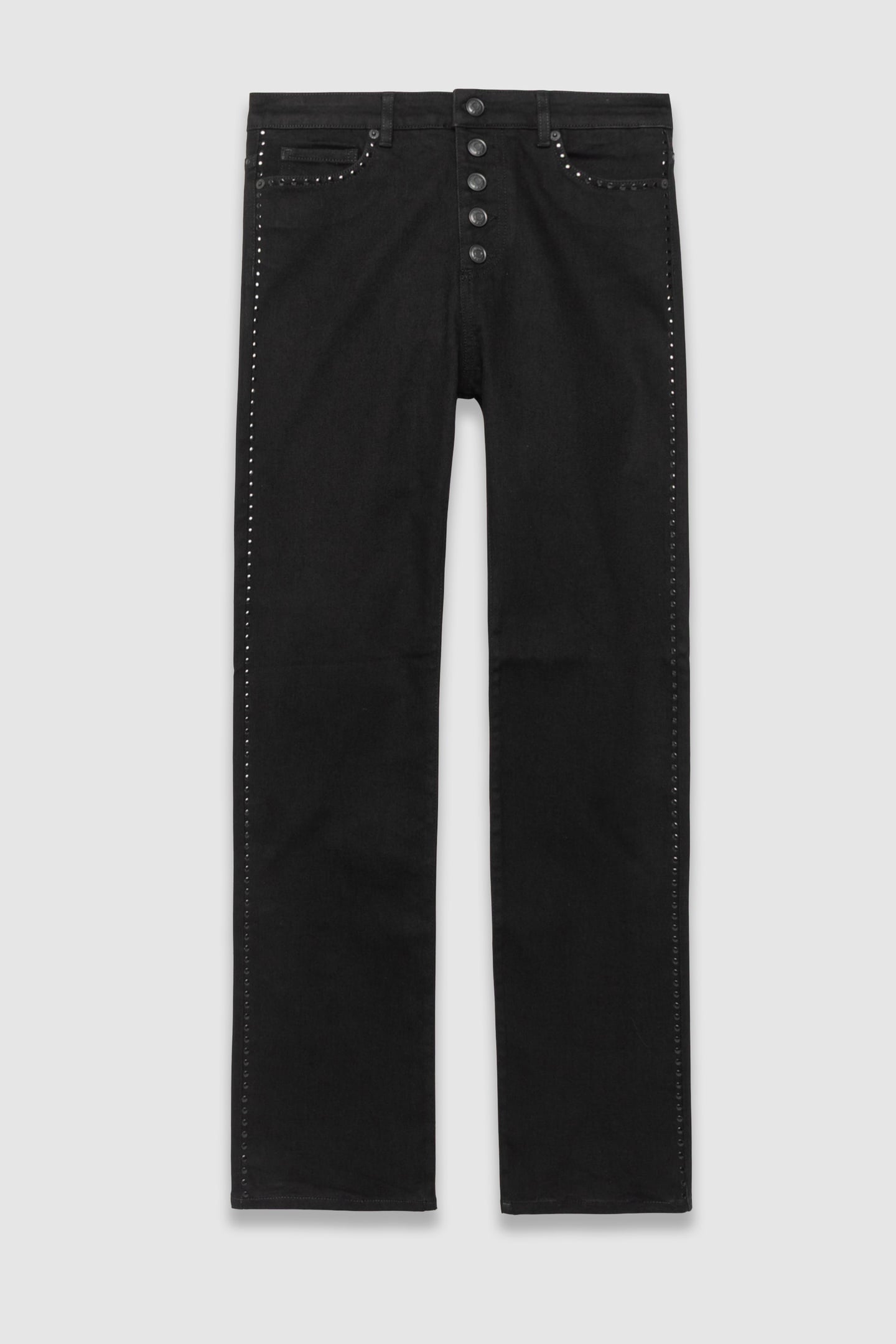 BLACK STUDDED CROPPED STRAIGHT JANIS JEANS 4