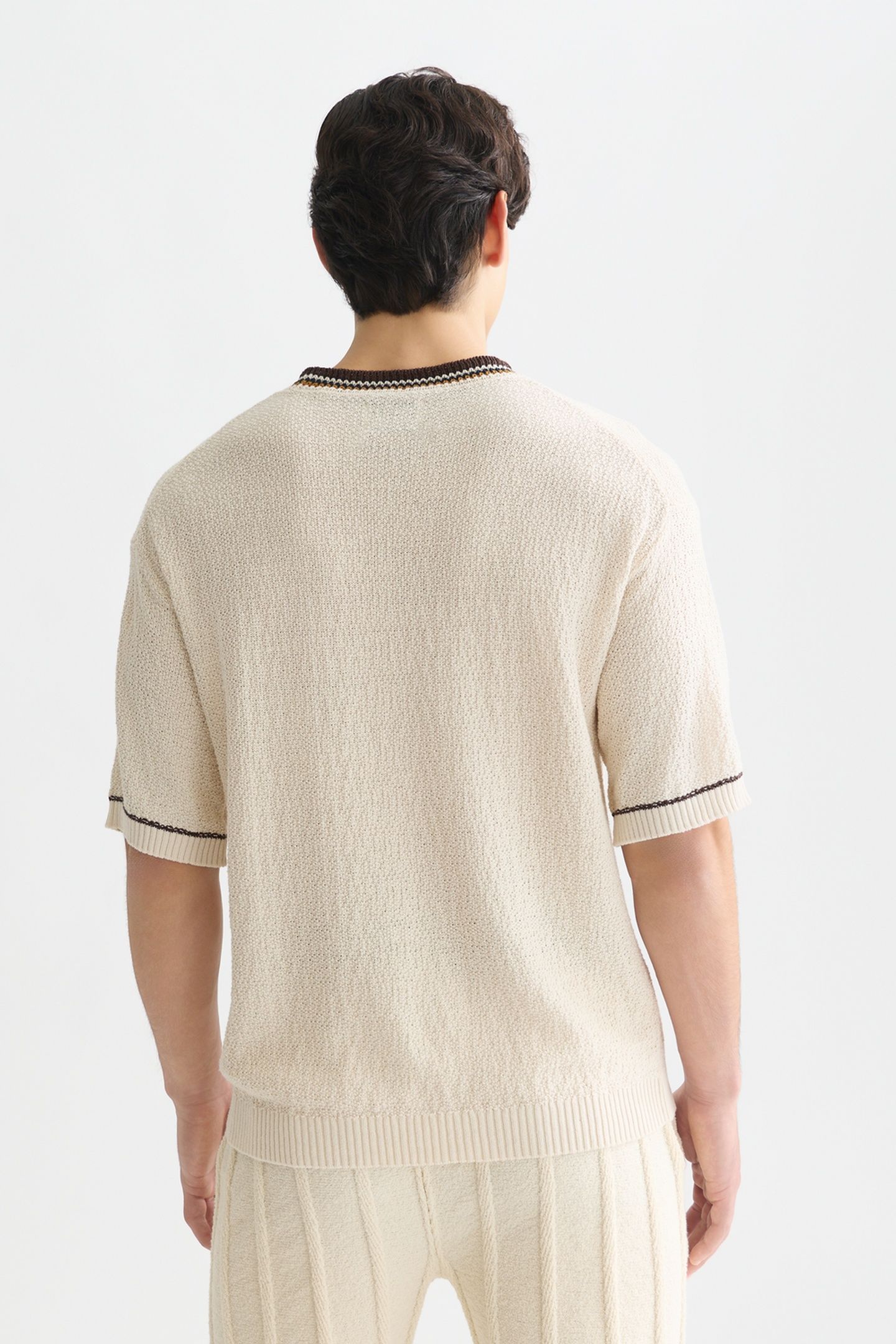 KNITTED COTTON LINENBLEND RELAXEDFIT TSHIRT LIGHT BEIGE 2