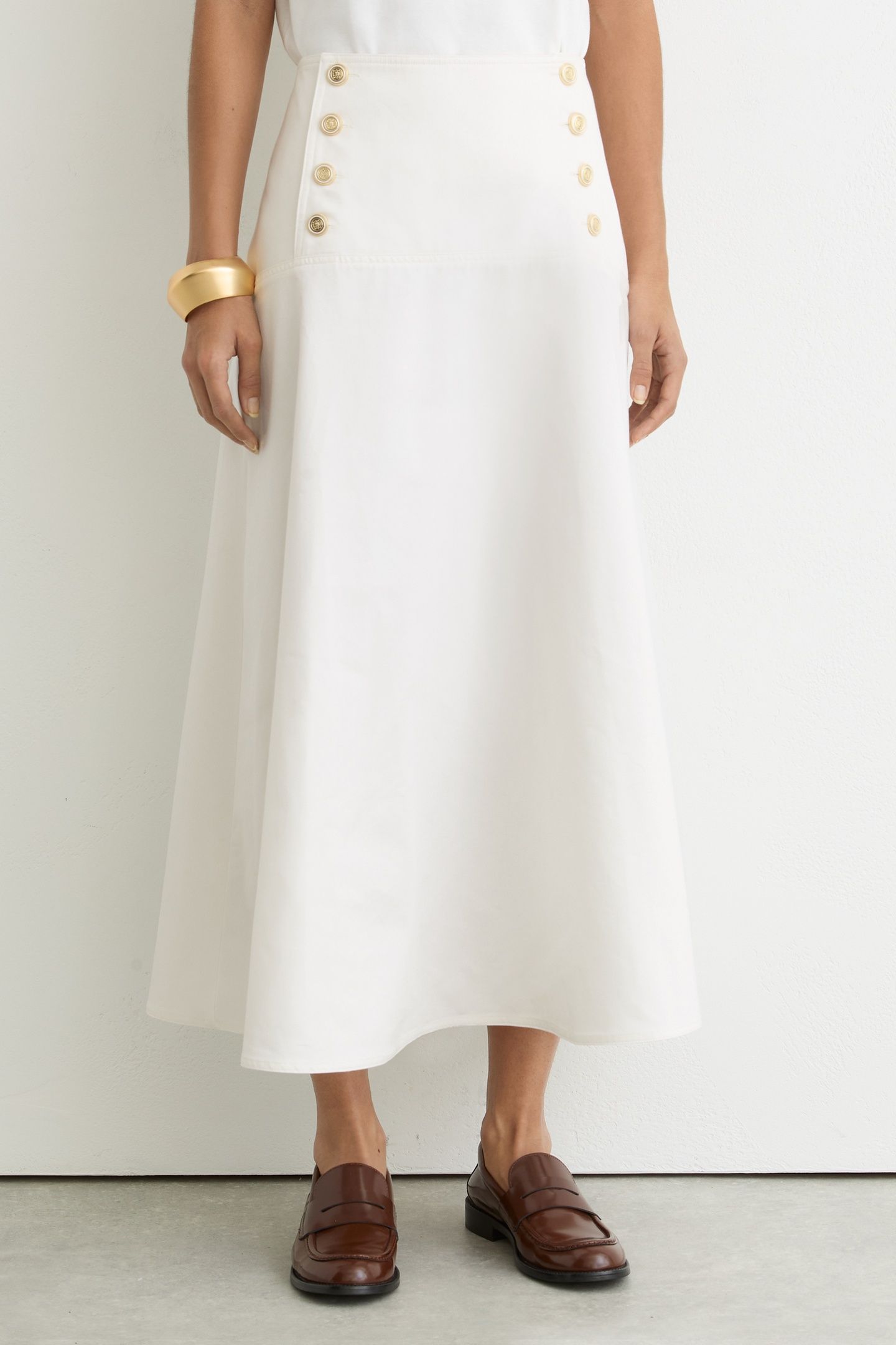STRUCTURED BUTTON SKIRT IVORY 2