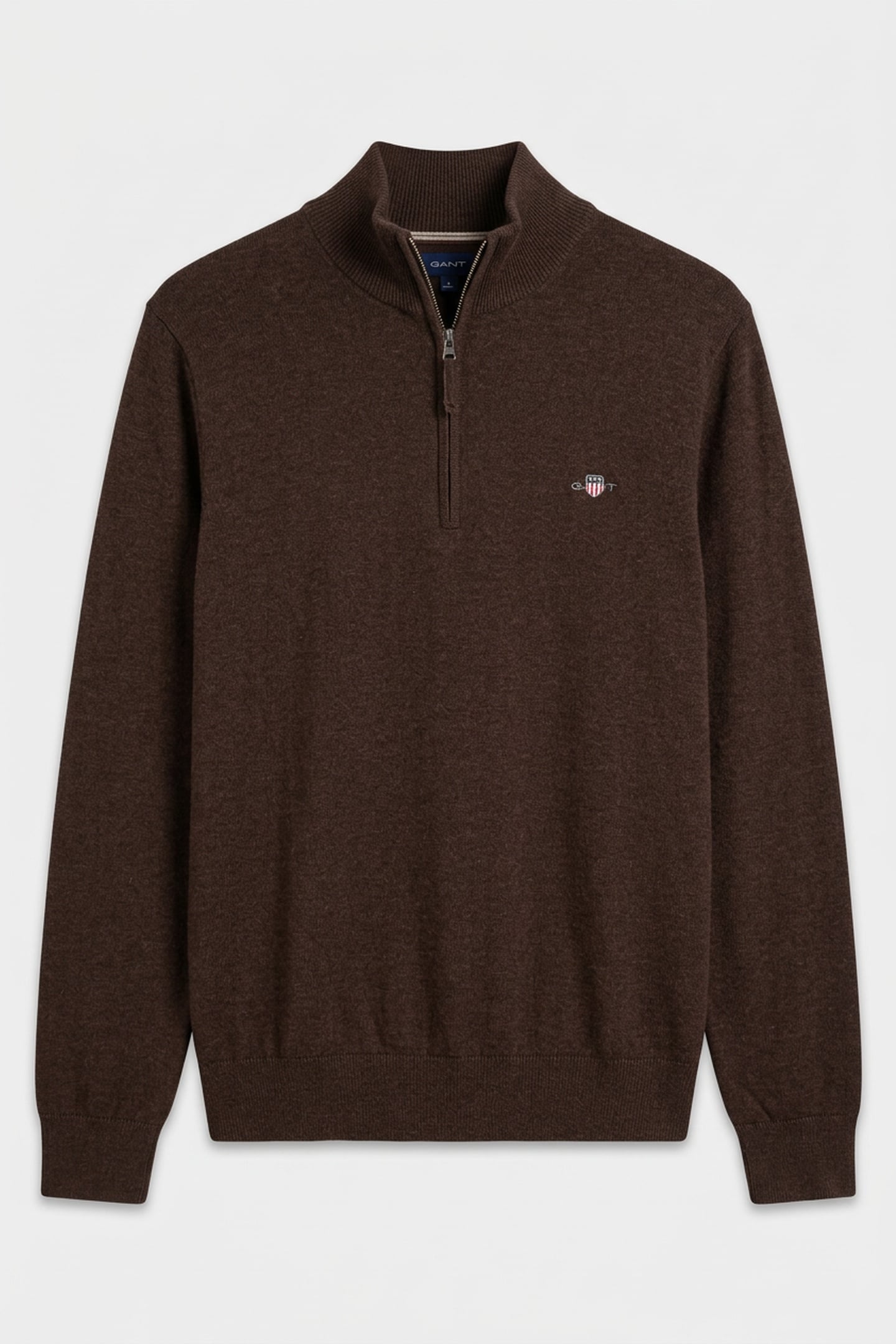 CLASSIC COTTON HALF ZIP BROWN MELANGE 3