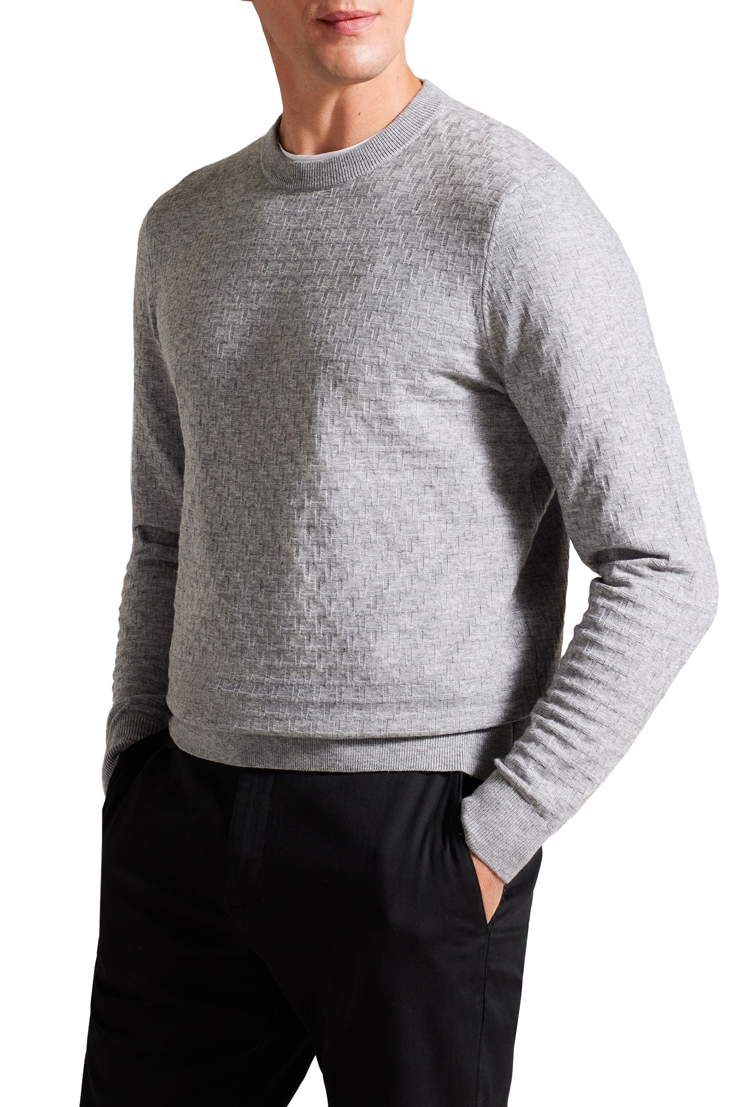 LOUNG LS T STITCH CREW NECK GREY-MARL 2