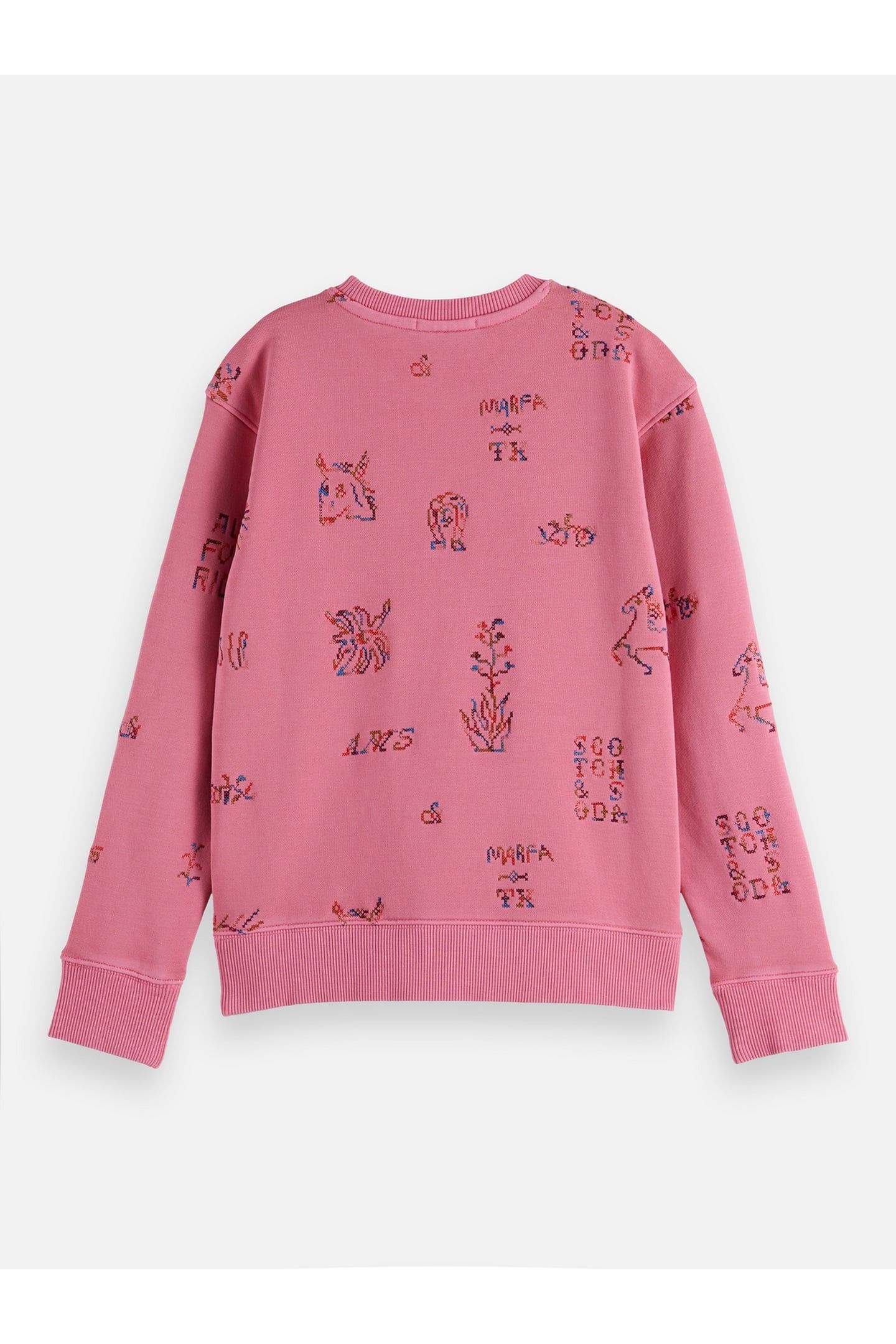 GIRLS CROSSSTITCH EMBROIDERED RELAXEDFIT SWEATSHIRT DARK PIN 3