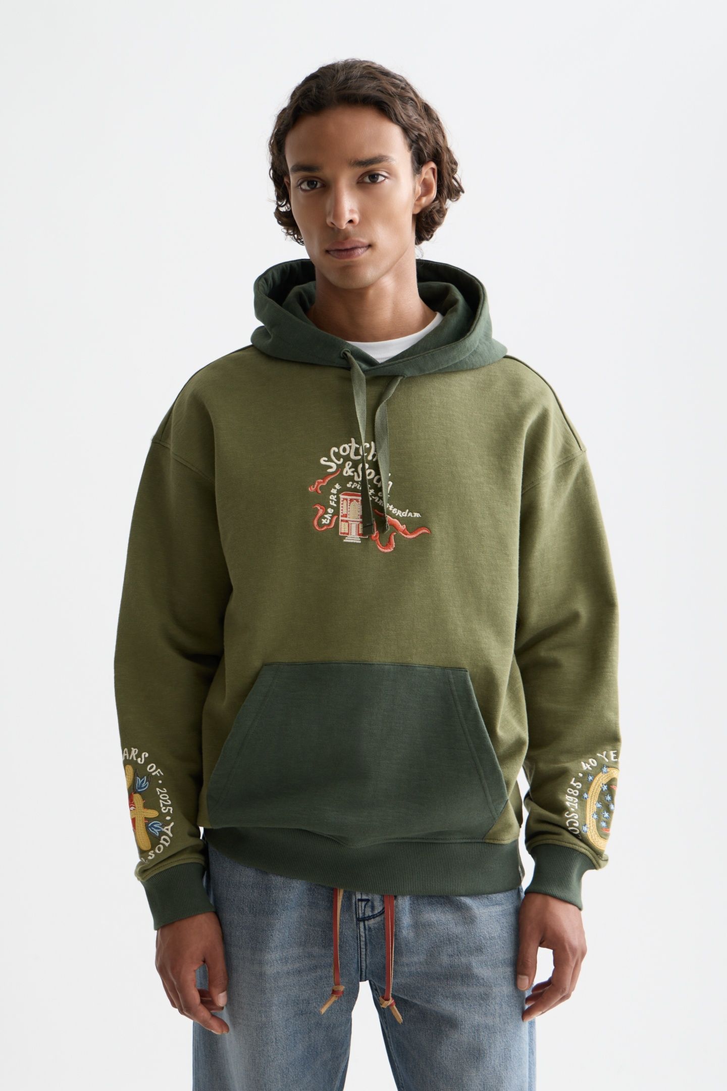 THE 40TH ANNIVERSARY EMBROIDERED RELAXED-FIT HOODIE DARK BEI 1