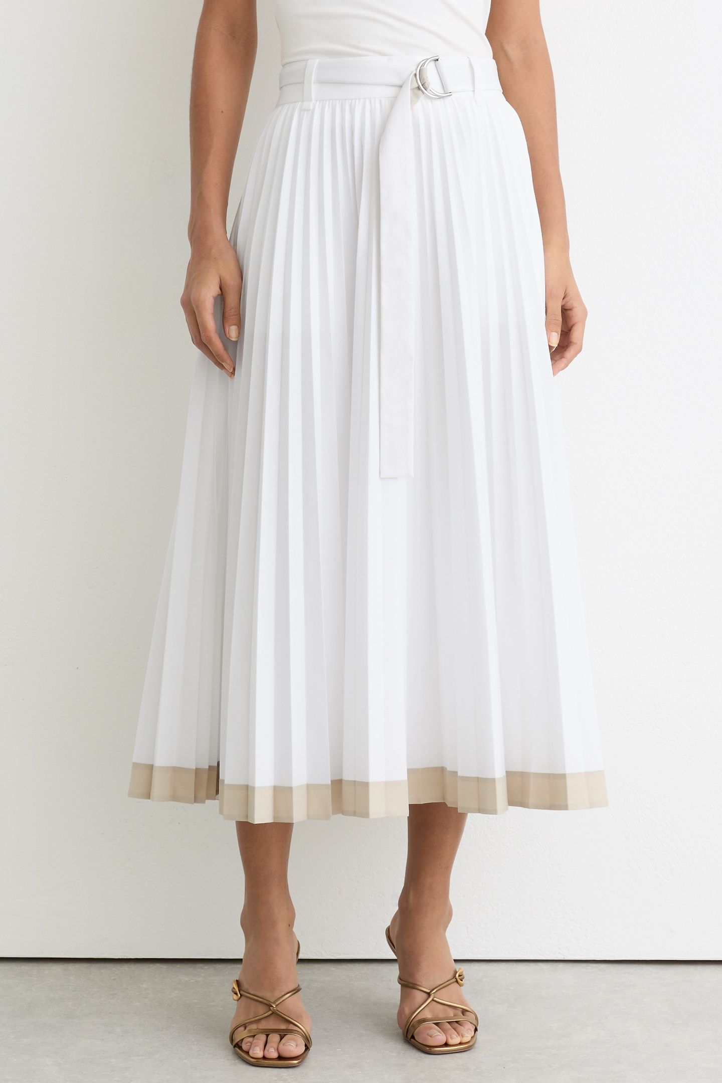 PLEATED COTTON SKIRT IVORY 2