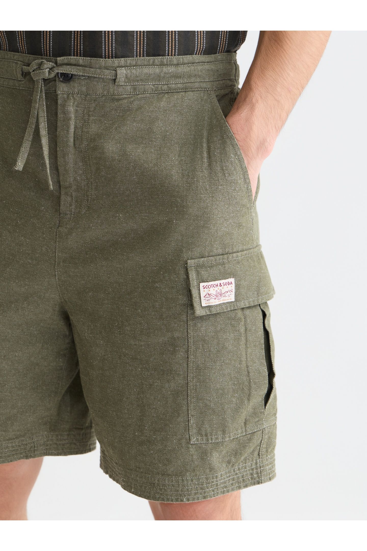 LINENBLEND RELAXEDFIT CARGO BERMUDA SHORTS DARK GREEN 6