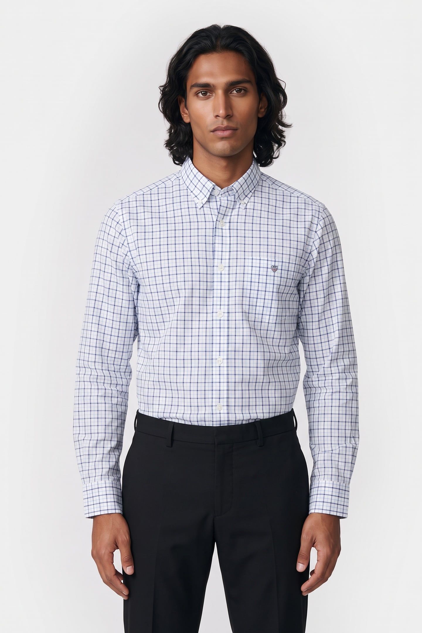 REG CLASSIC POPLIN CHECK SKY BLUE 1