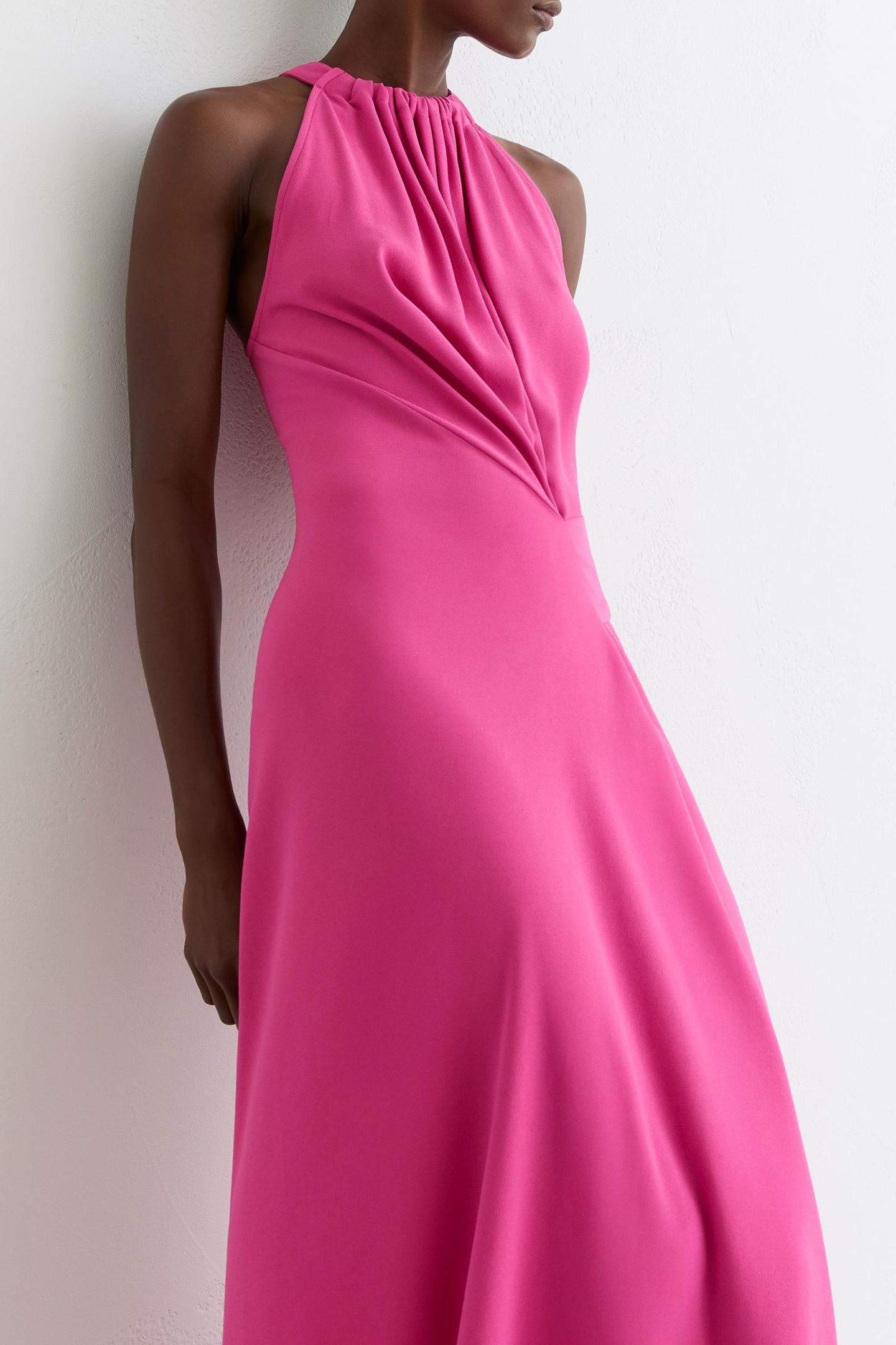 DRAPE DETAIL OCCASION MIDI DRESS RASPBERRY PINK 8