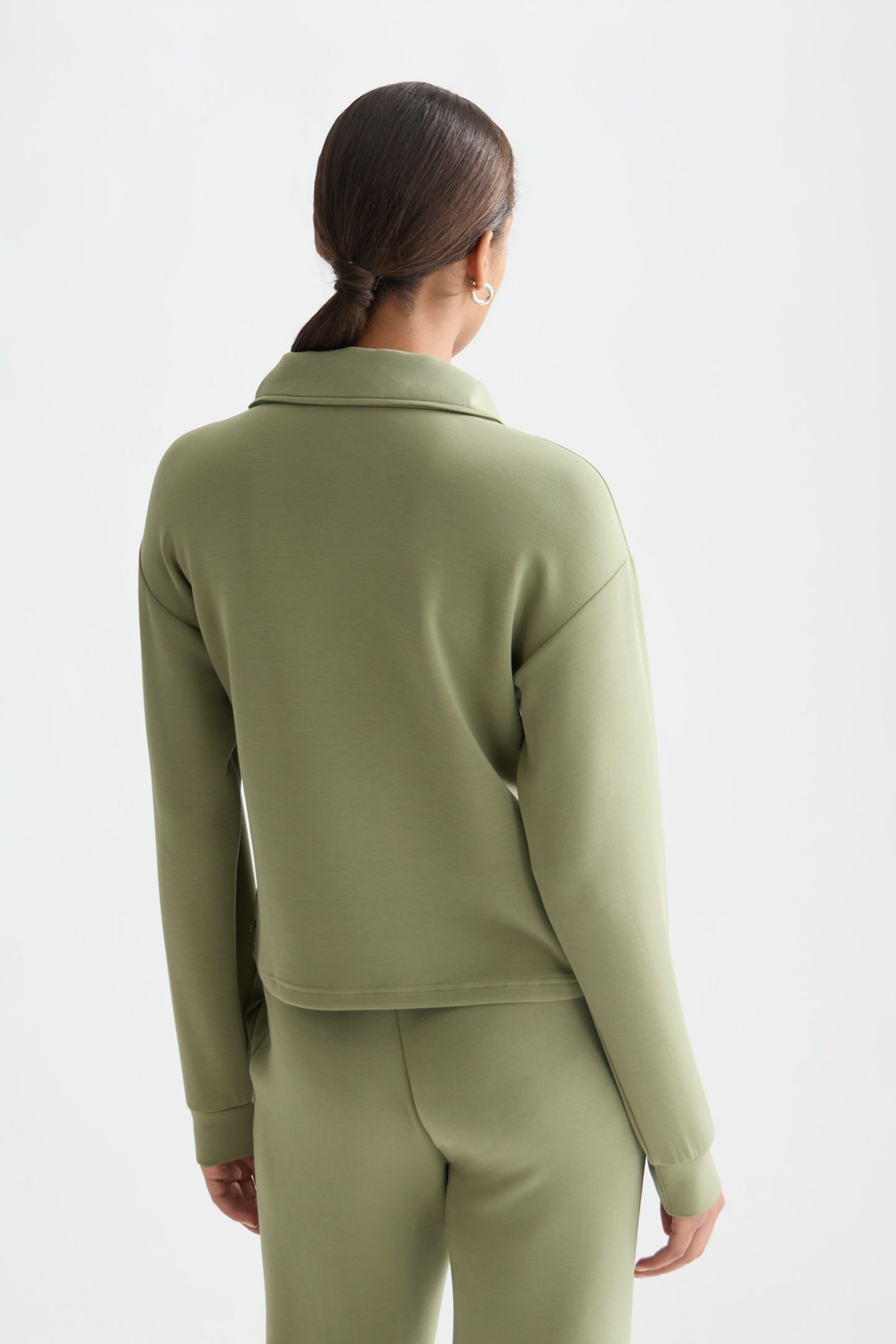 ZIP THROUGH TENCEL SWEATSHIRT OIL GREEN 2