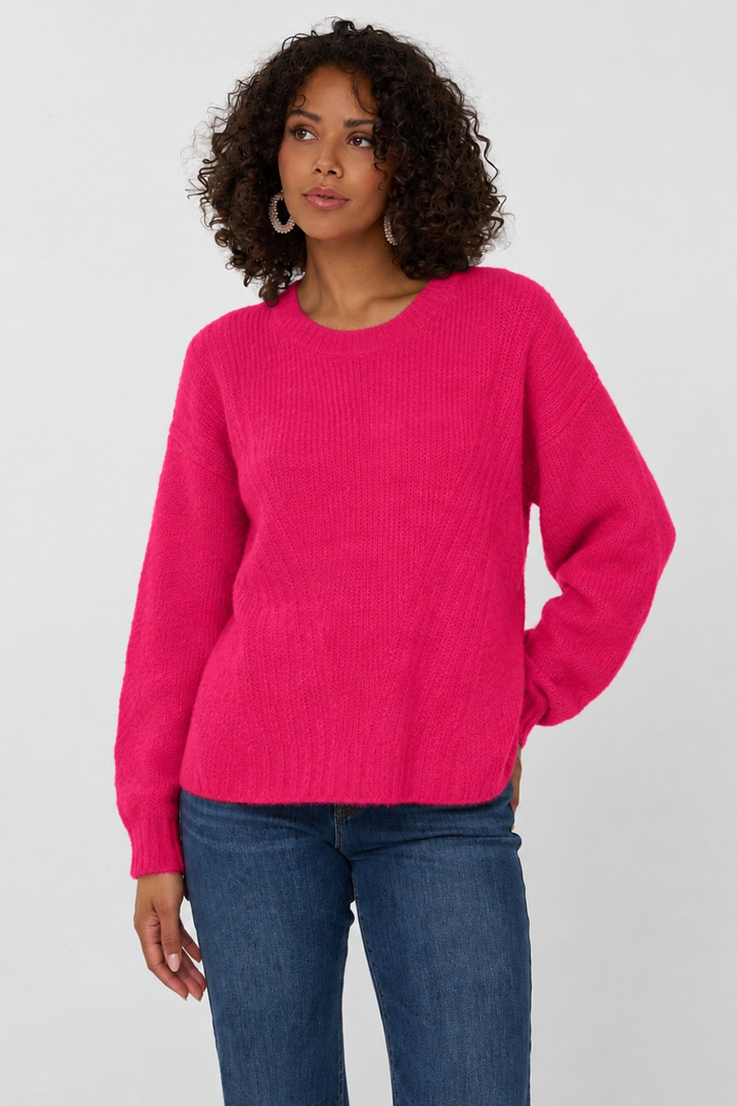 SWEATER DIAGONAL LINES FRAMBOISE 2