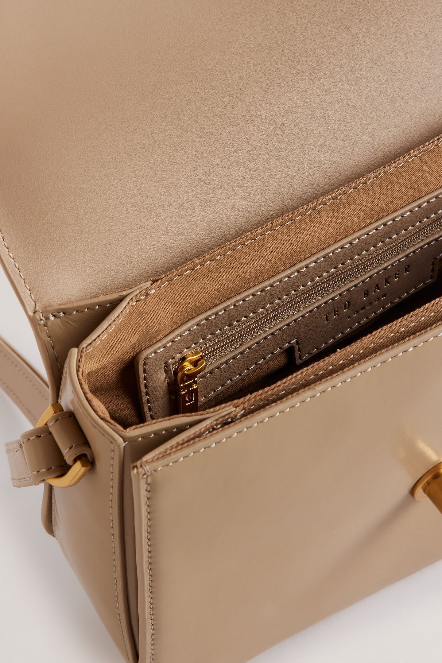 POLISHED LEATHER SATCHEL BAG TAUPE 6