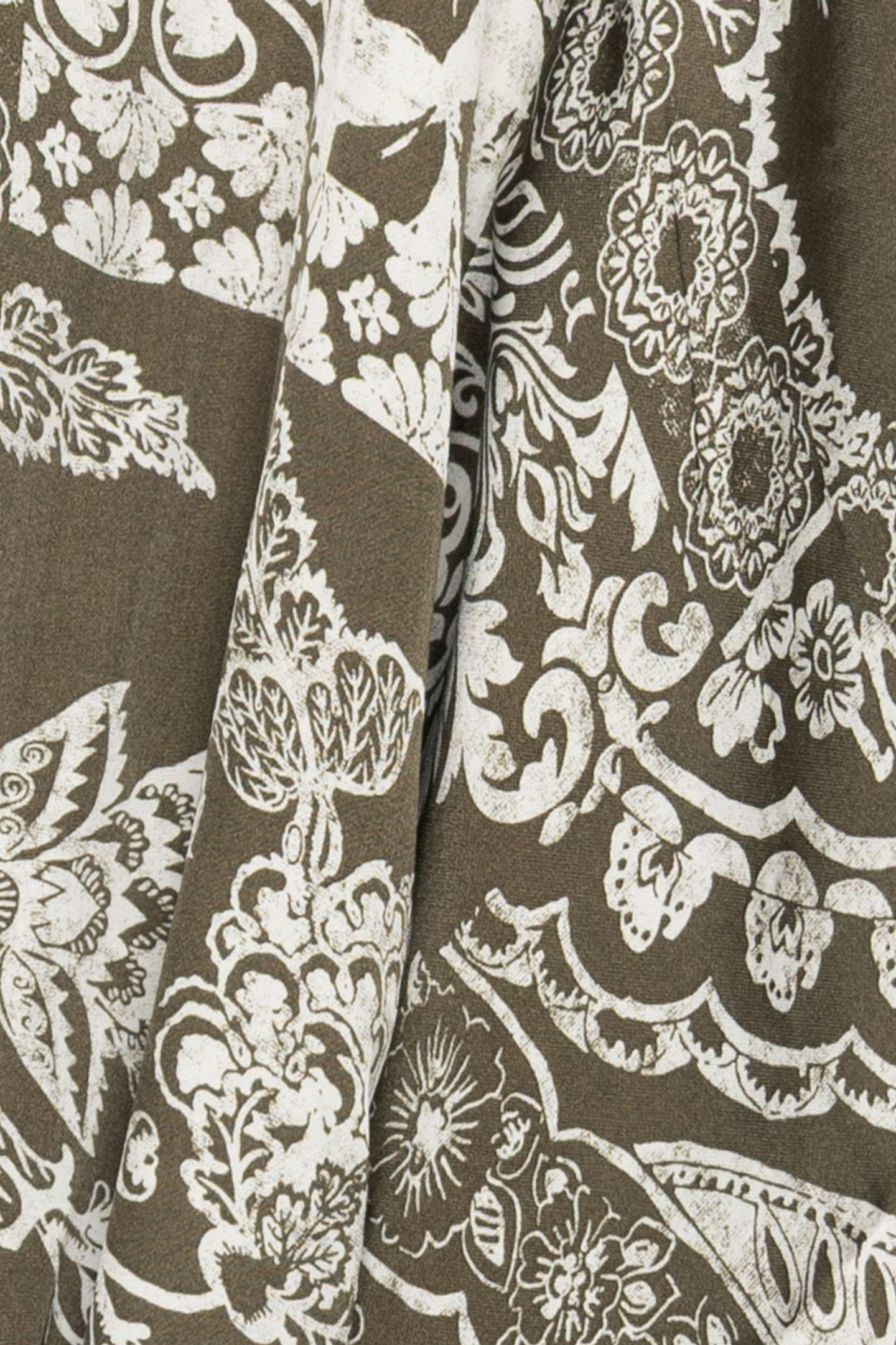 KHAKI KIMONO SHIRT WITH SCARF PRINT 7