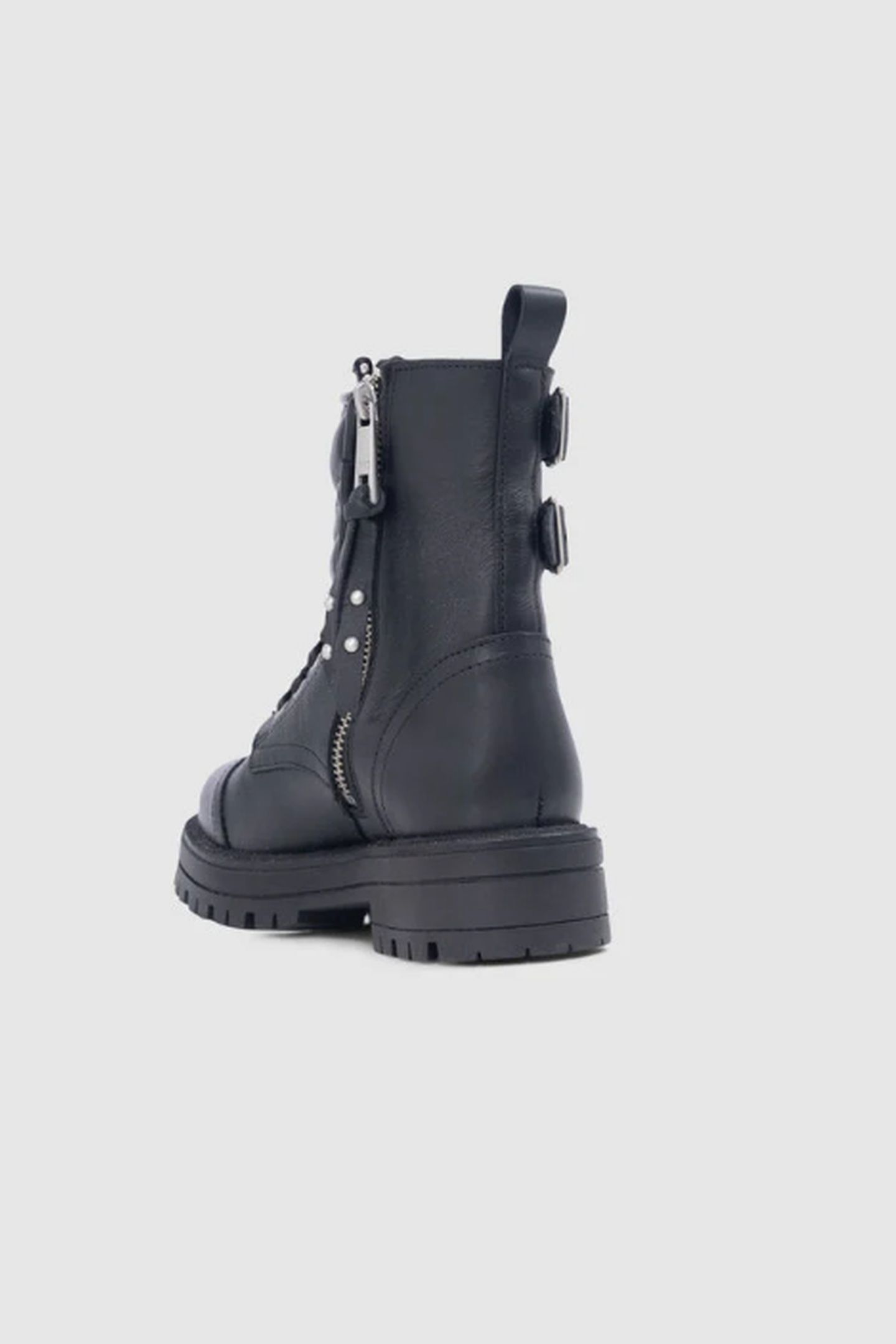 GIRLS’ BLACK LEATHER STORY STUDDED LEATHER COMBAT BOOTS 4