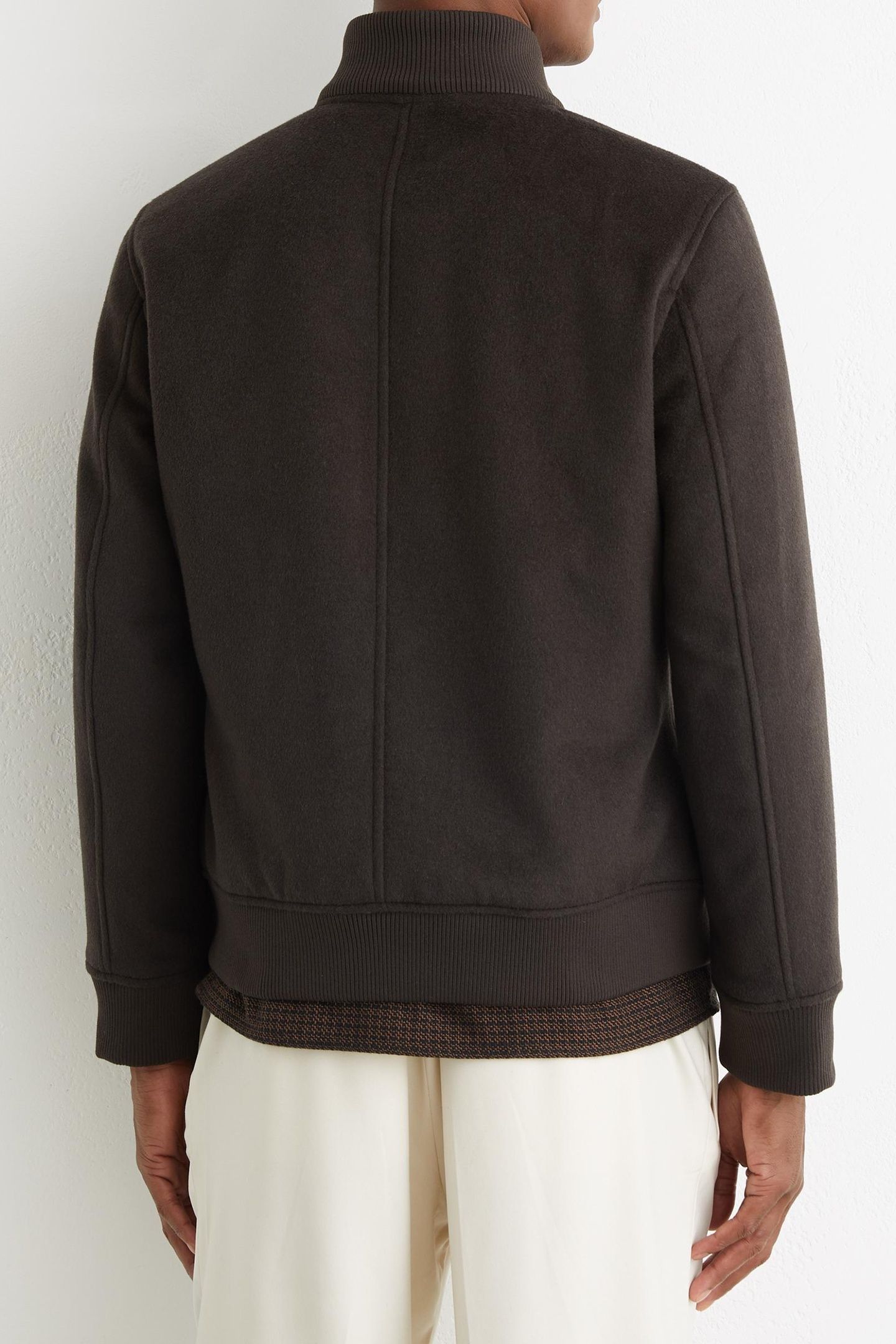 SHORT WOOL BOMBER JACKET CHOCOLATE BROWN 2