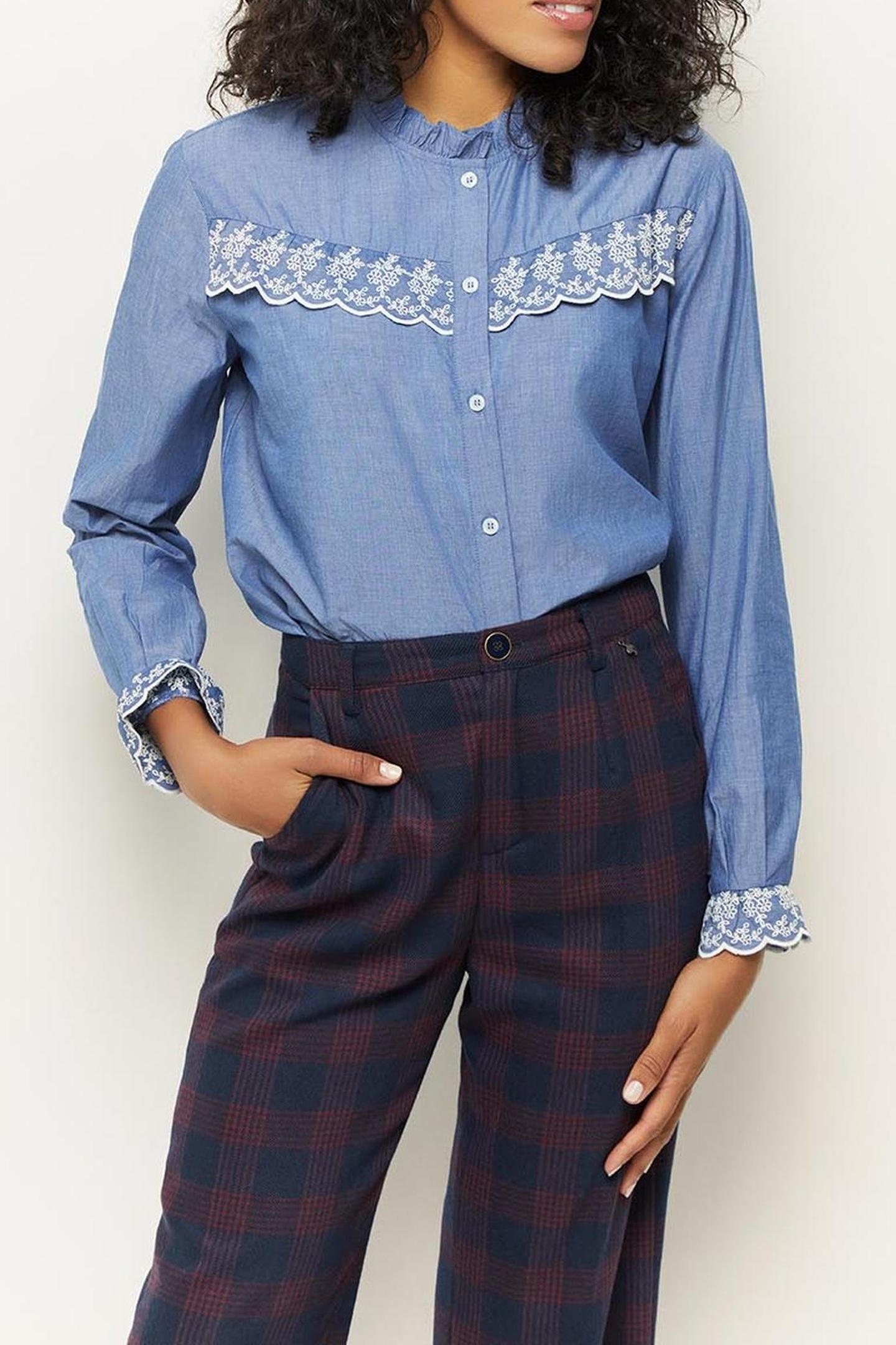 PATRIOTE _ NAVY SUIT TROUSERS WITH TARTAN PATTERN 1