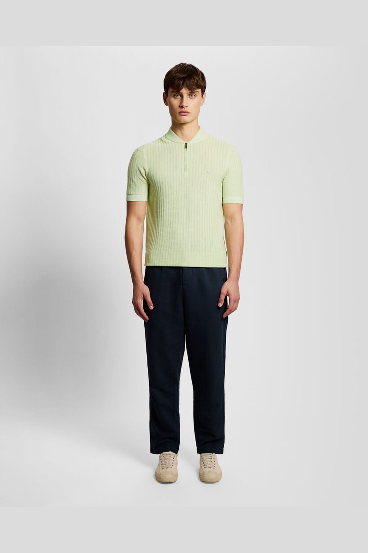 SUPERFINE KNITTED BOMBER POLO TENDER GREENS 3