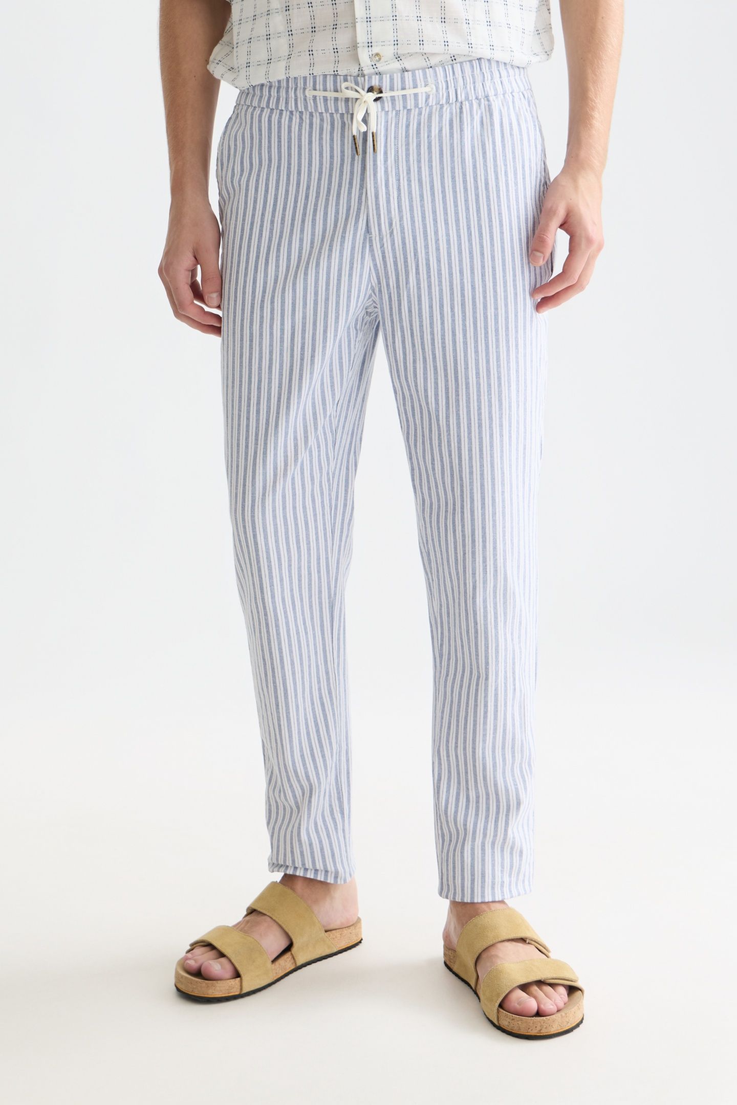 WARREN YARNDYED COTTON/LINEN REGULAR STRAIGHTFIT JOGGER NAVY 1