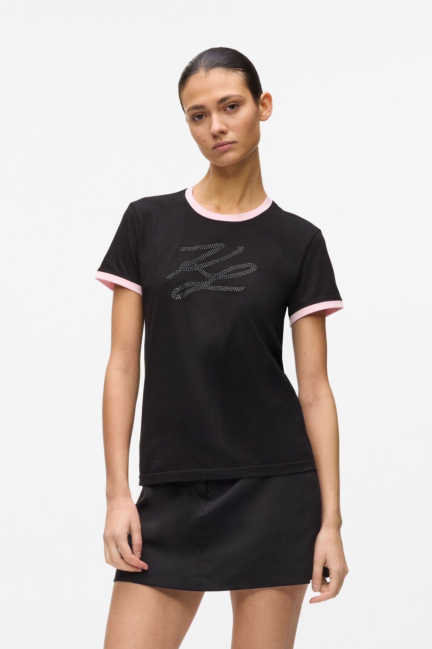 KL RHINESTONE SLIM T-SHIRT BLACK 1