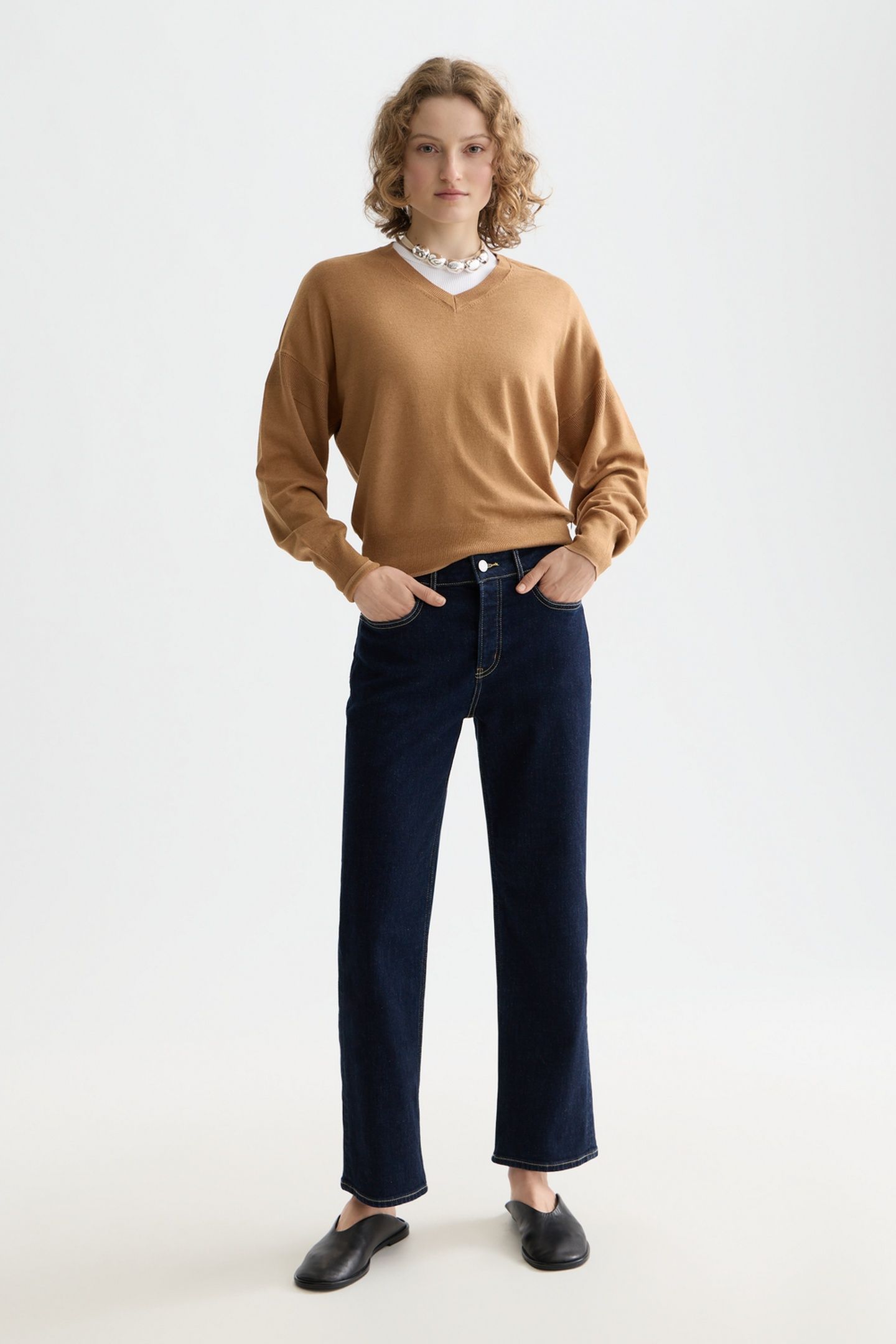 CORE V-NECK RELAXED PULLOVER MEDIUM BROWN 3