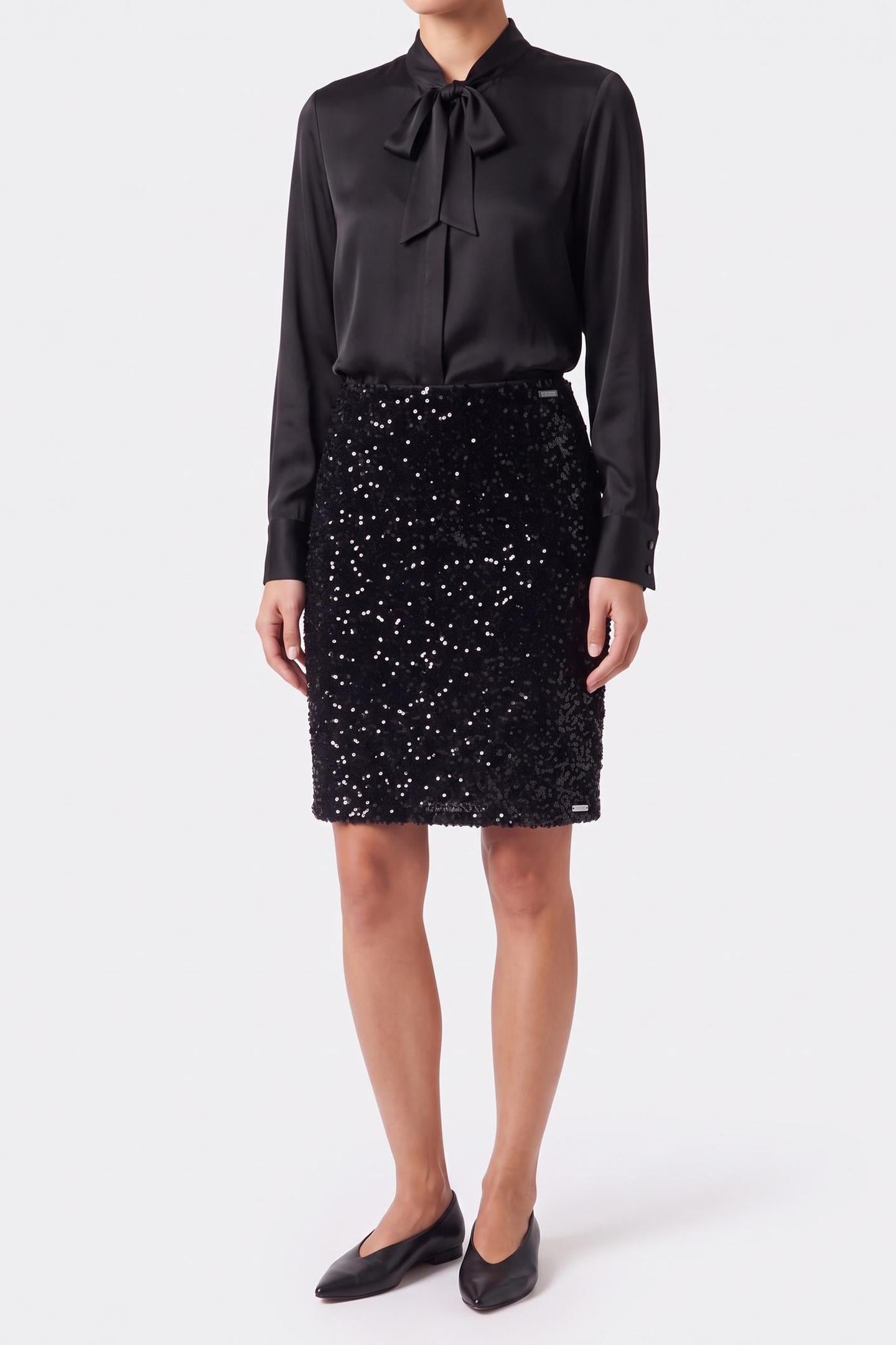 SEQUIN LAYERED MIDI SKIRT COAL 1