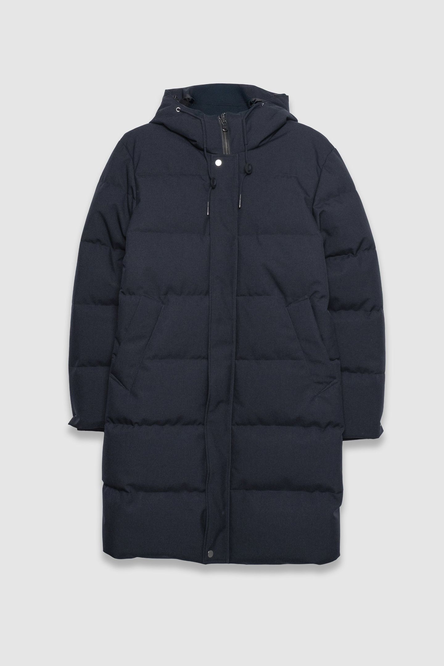 NAVY QUILTED WATERPROOF LONG PADDED JACKET 4