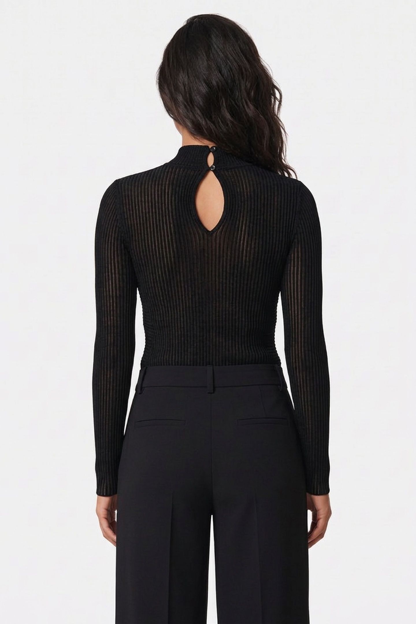 ELEGANT FLOCK MOCK NECK BLACK 2