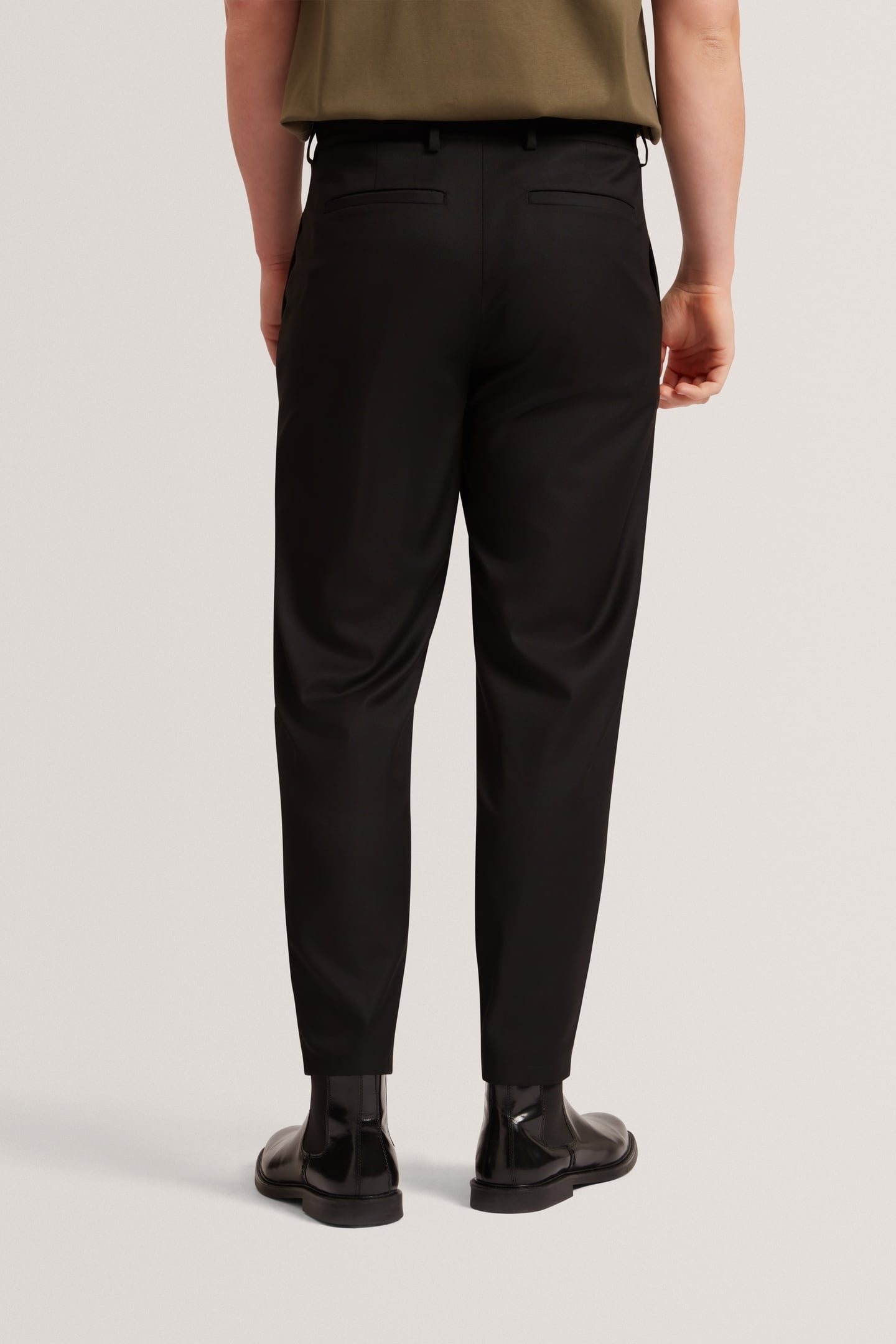 TAPERED FIT WOOL BLEND TROUSER BLACK 2