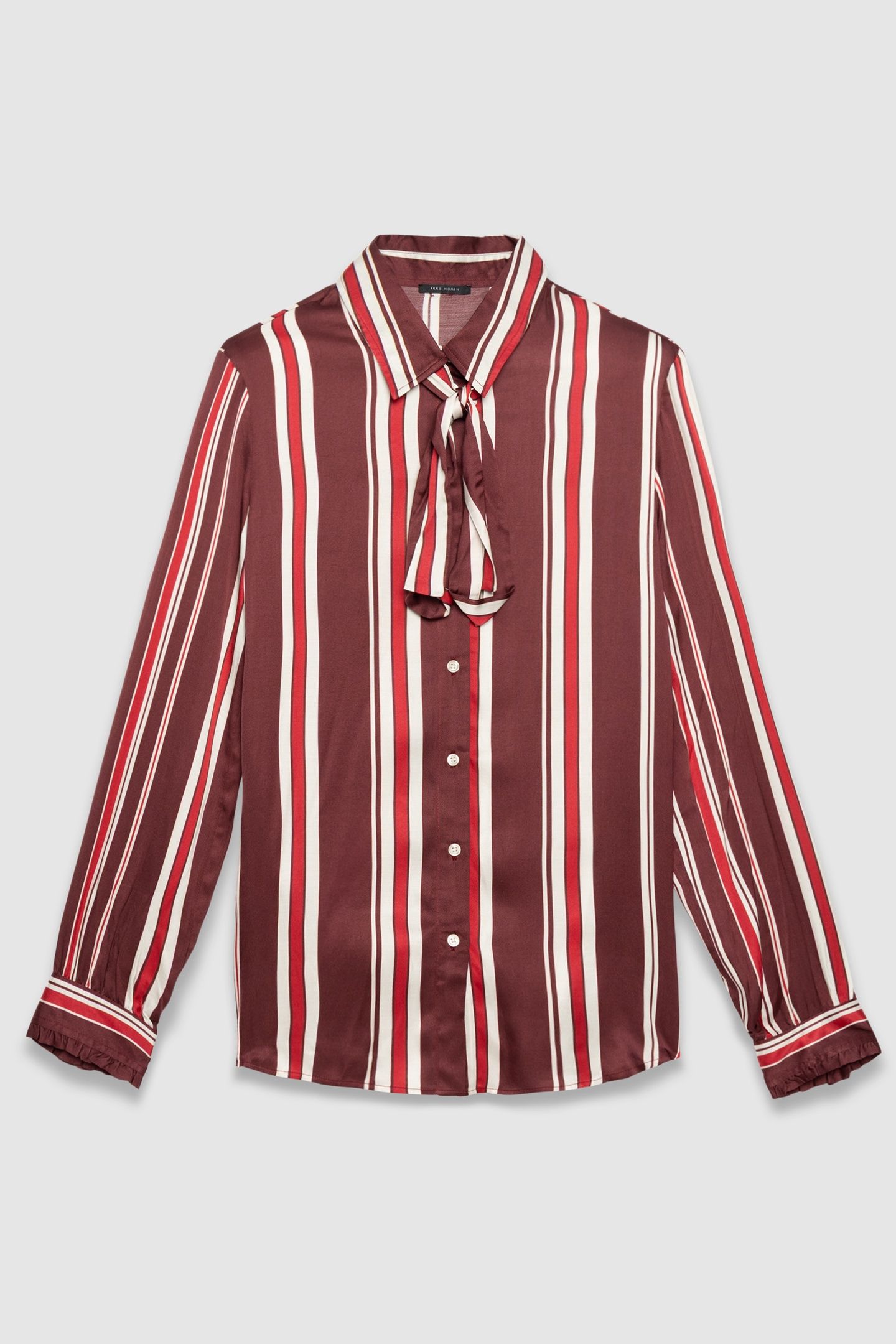 BURGUNDY STRIPED NECK TIE SHIRT 1