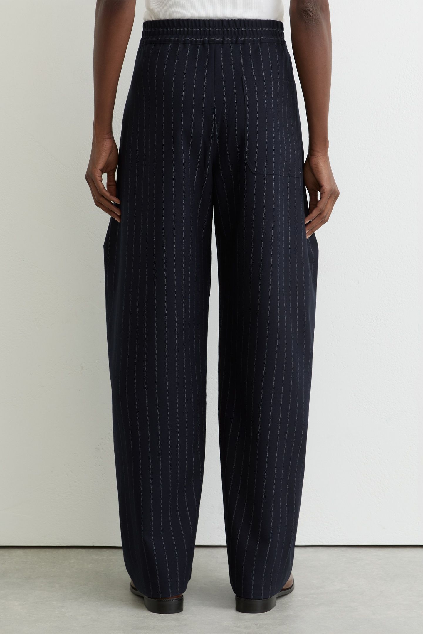 BARREL LEG PINSTRIPE TROUSER NAVY 3