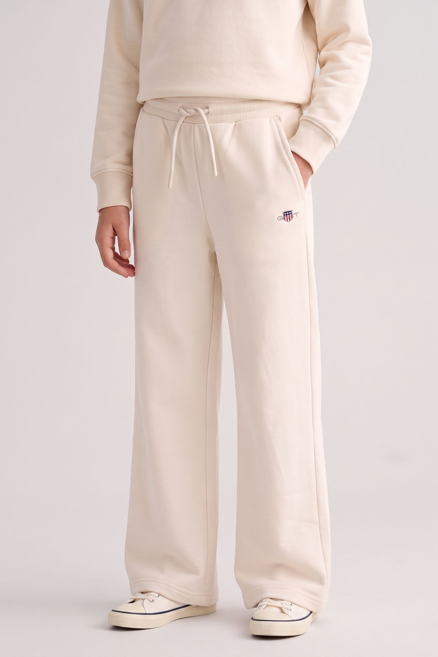 KIDS GIRLS SHIELD STRAIGHT LEG SWEATPANTS CREAM 1