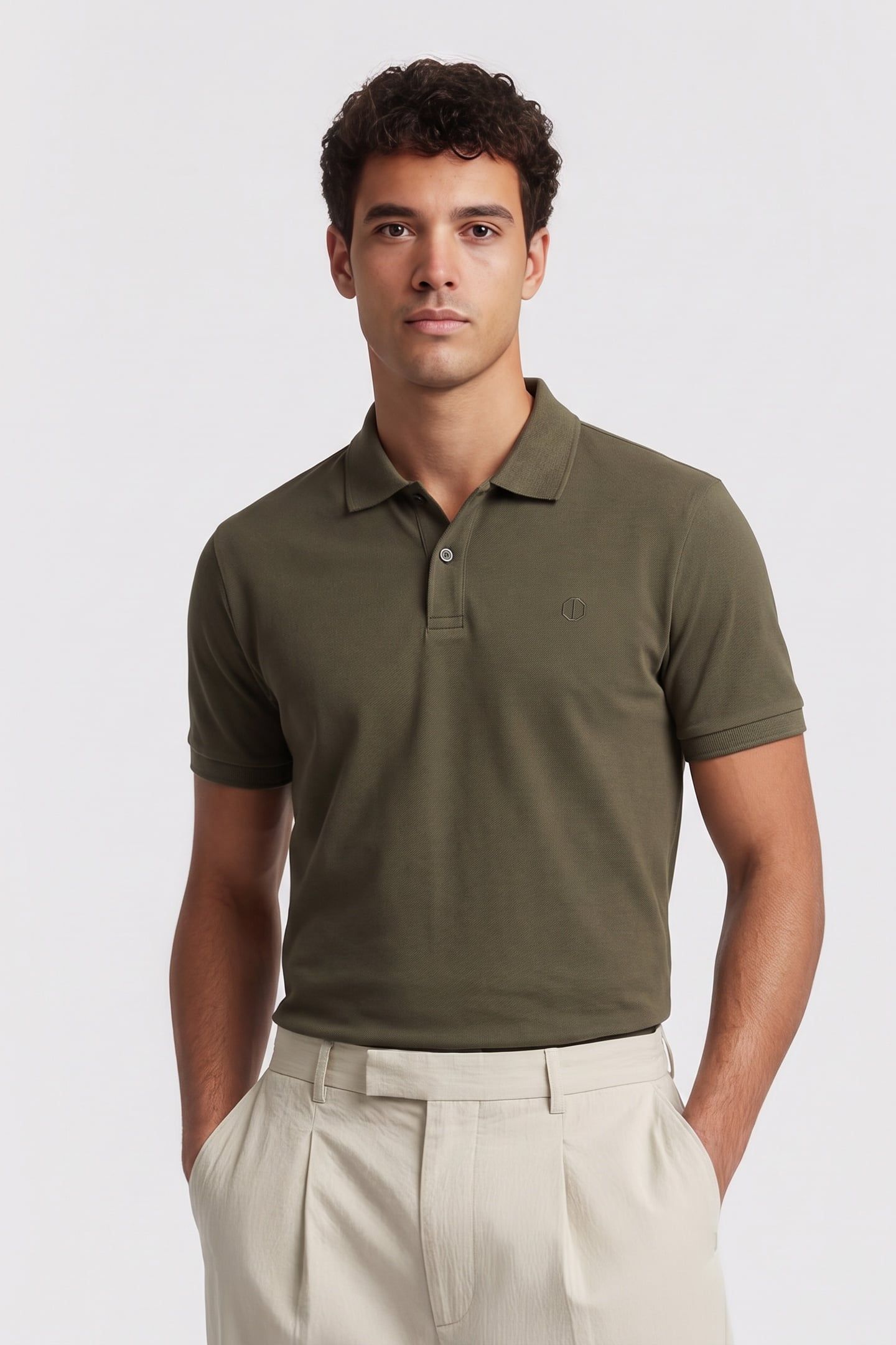 DS-BOWIE V-NECK POLO DARK ARMY 1