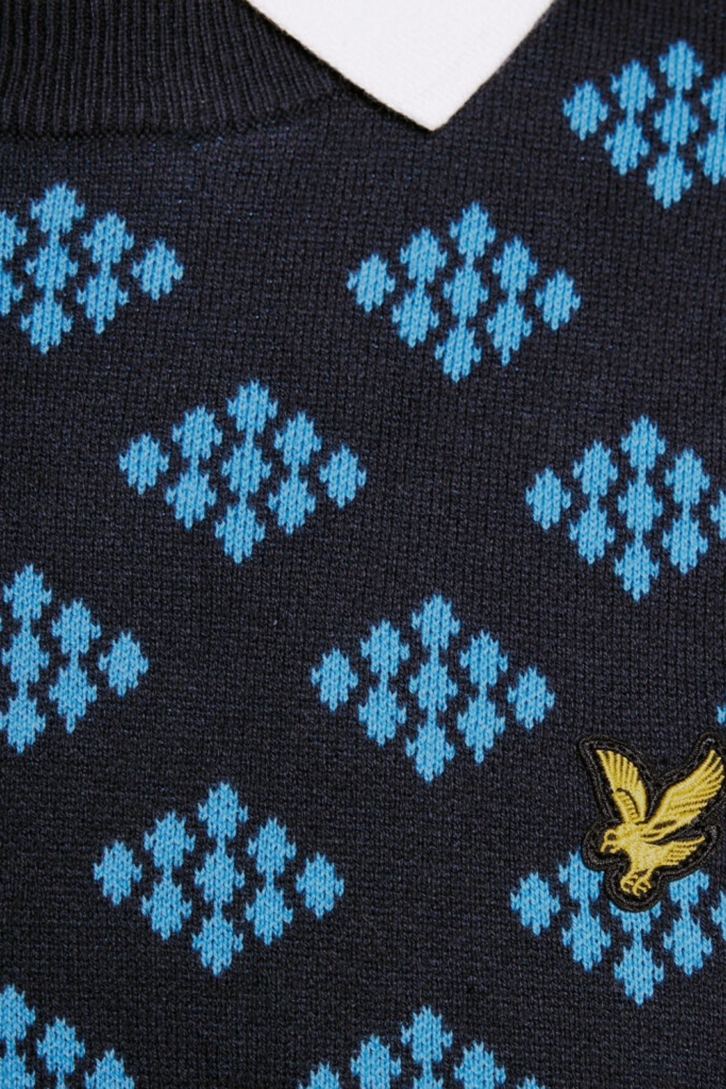 GOLF CREW NECK COTTON ARGYLE JUMPER DARK NAVY 6