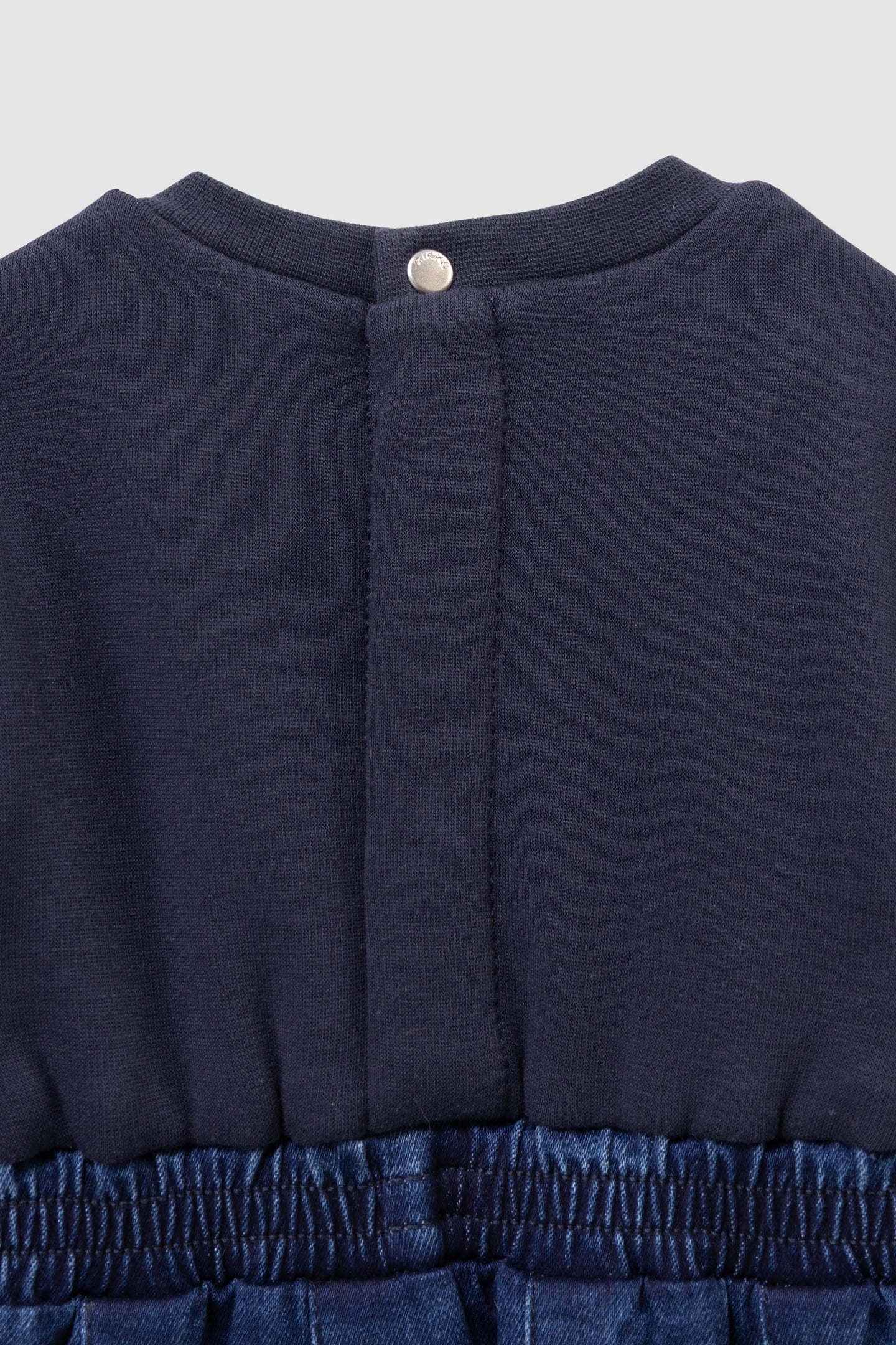 BABY GIRLS’ NAVY MIXED FABRIC DRESS, BOW AND EMBROIDERY 5