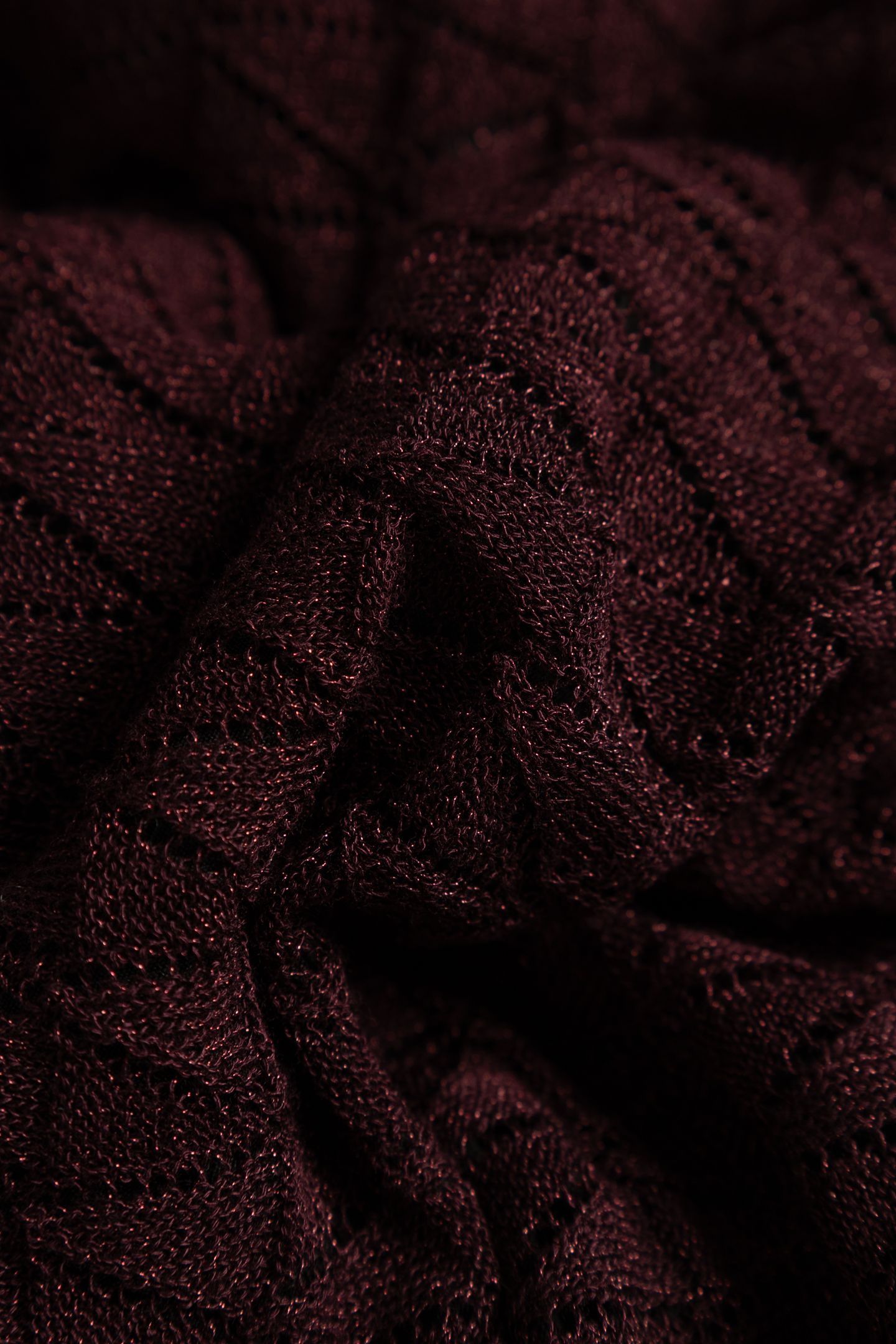 BURGUNDY FINE KNIT LUREX OPENWORK SWEATER 7