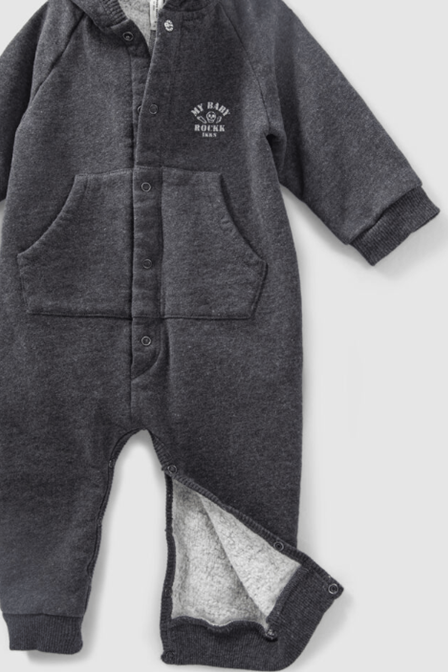 GREY HOODED JUMPSUIT.ORGANIC FLEECE GLASSES BABY 4
