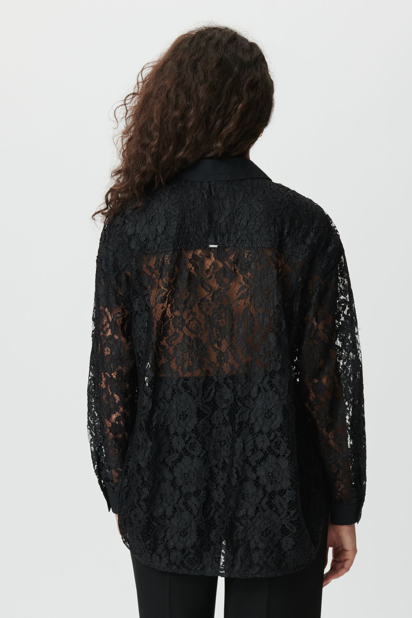 BLACK LACE OVERSIZED LONG-SLEEVE SHIRT 2