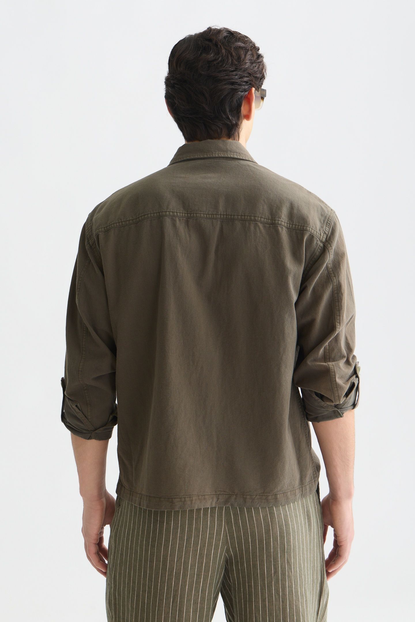 COTTONLINEN OVERSHIRT DARK BEIGE 2