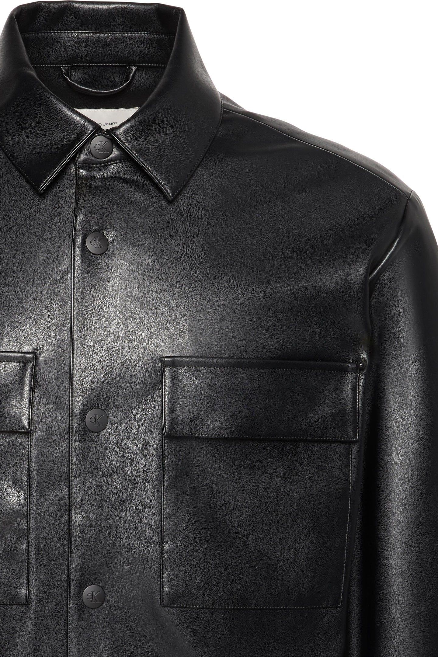 LS FAUX LEATHER SHIRT BLACK 3