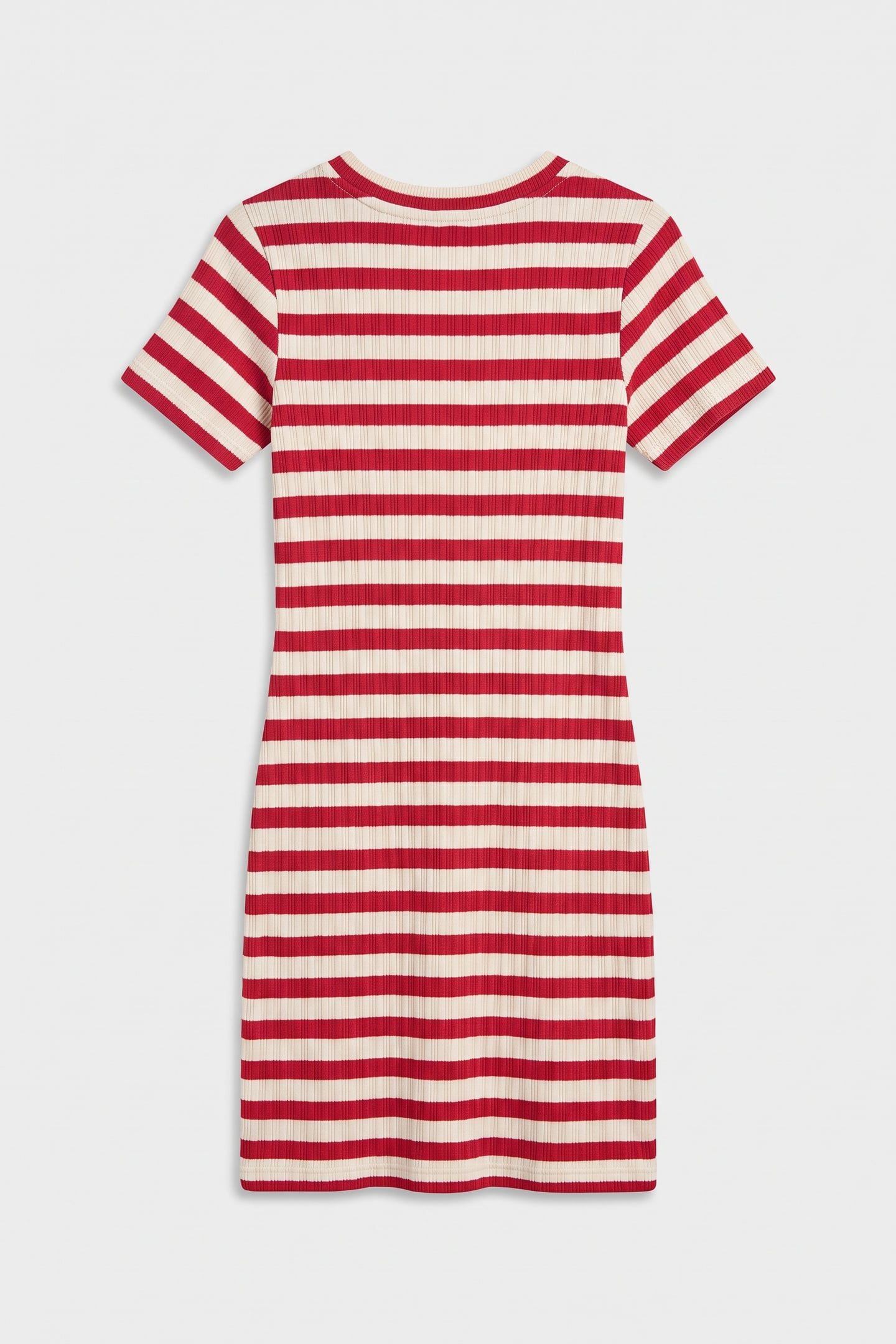 TEEN GIRLS STRIPED RIB T-SHIRT DRESS RUBY RED 3
