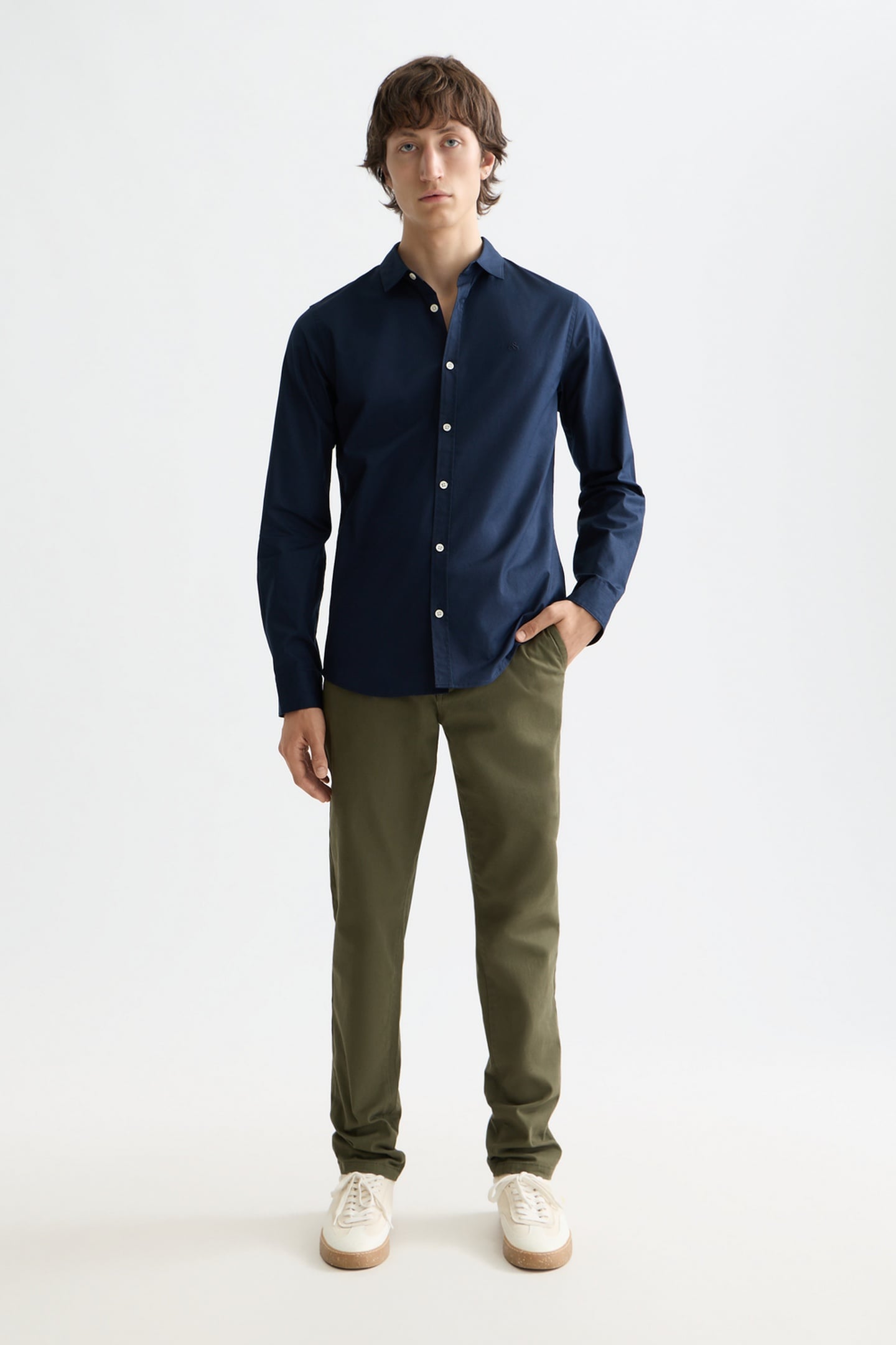 COTTON POPLIN SLIM-FIT SHIRT NAVY 3
